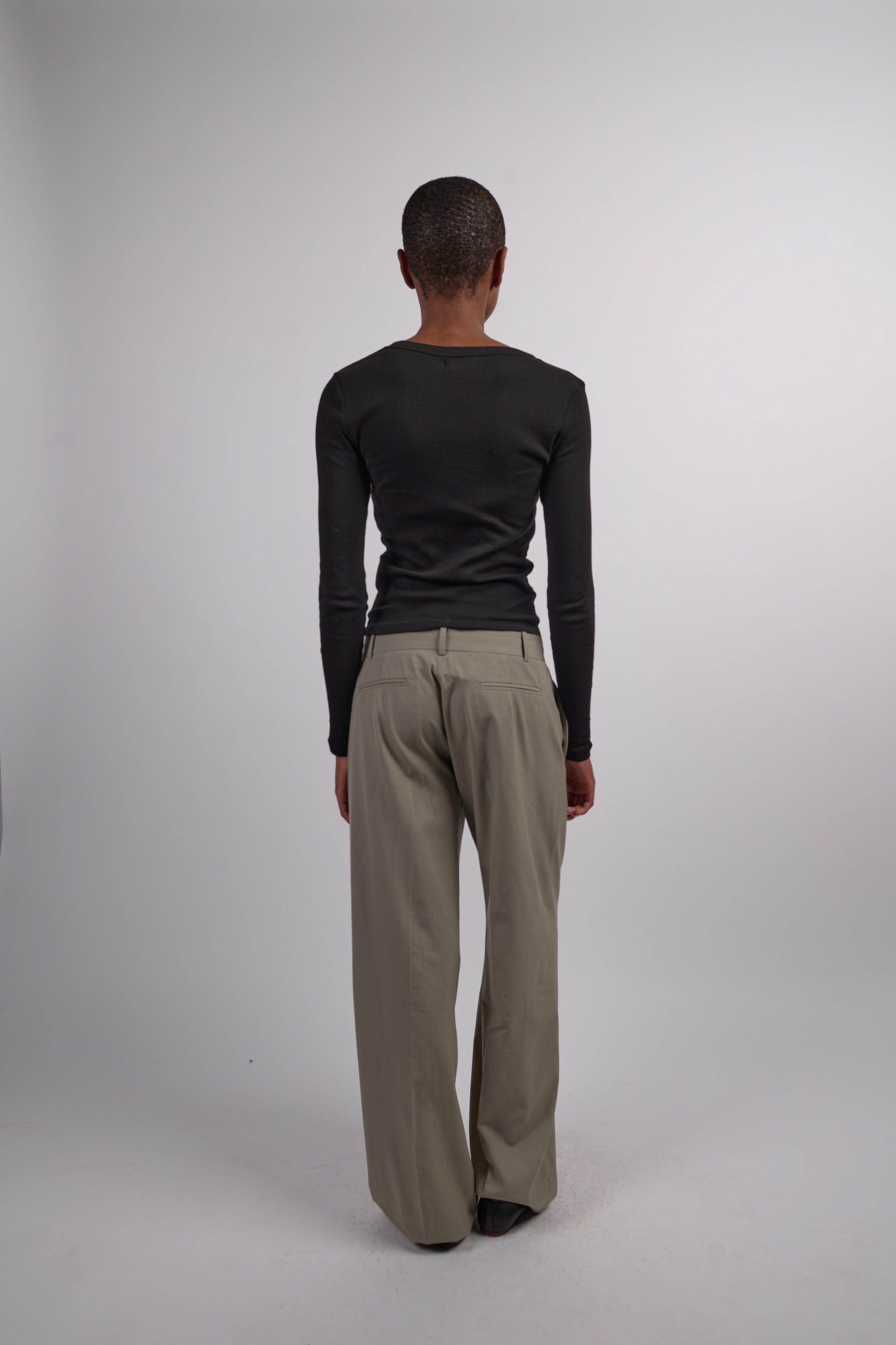 Organic Cotton Soft Rib Long Sleeve Top - Black