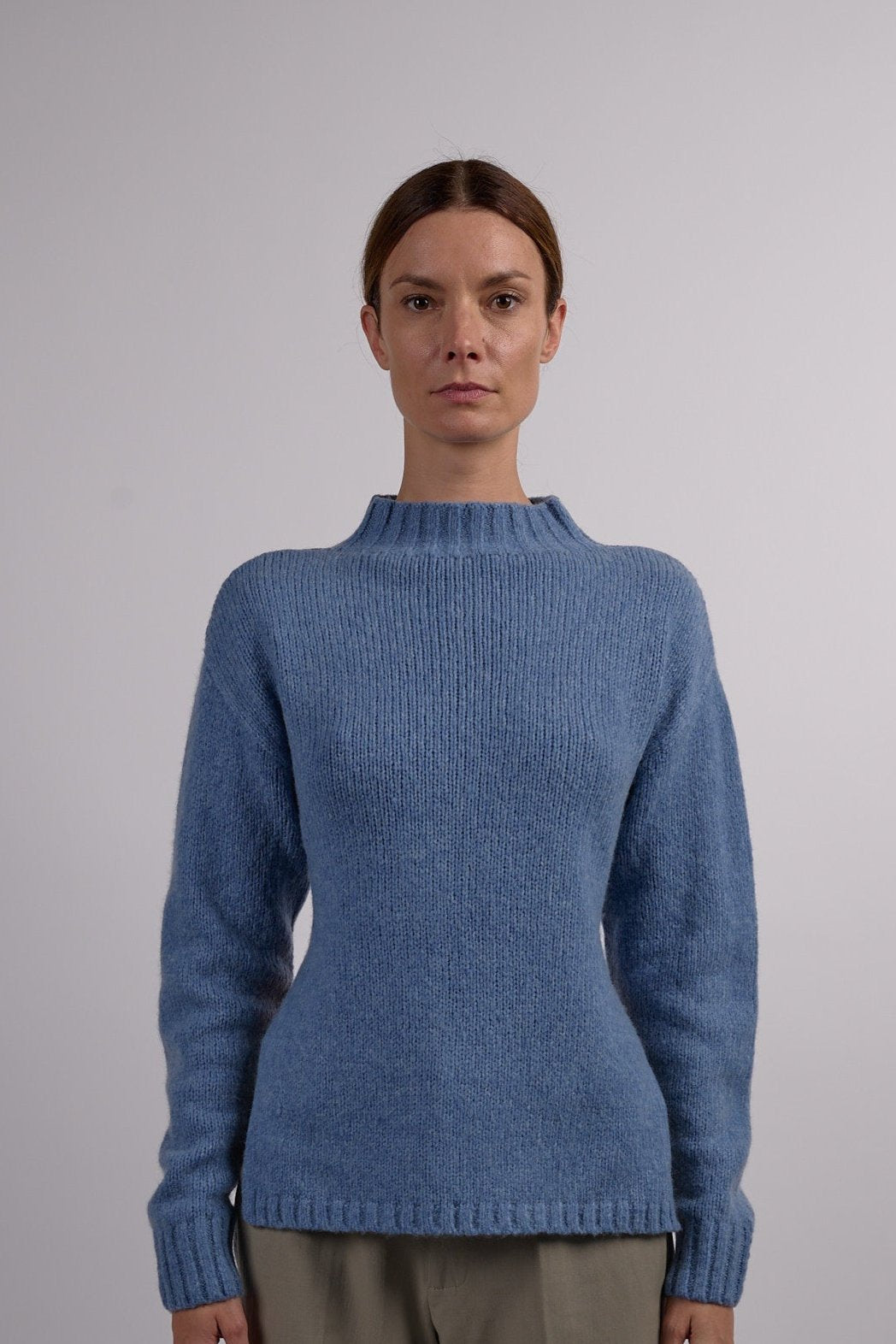 Wool Cashmere Blend Tie Back Jumper - Soft Blue
