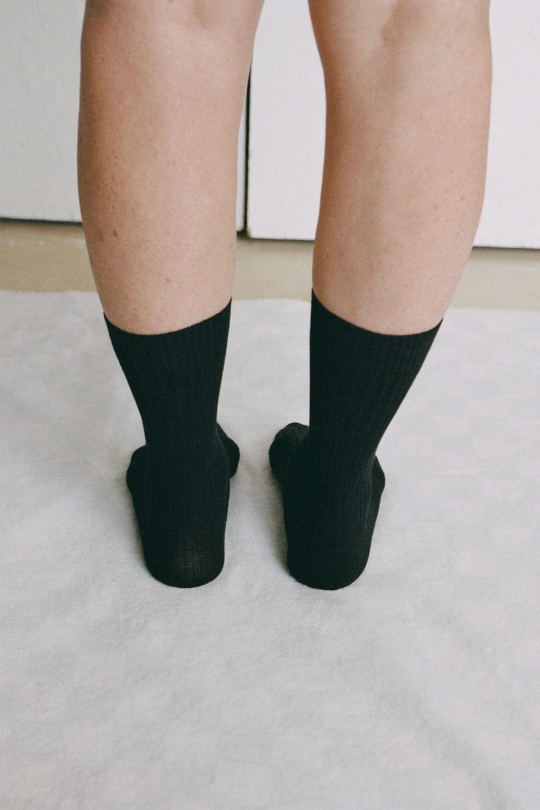 Rib Overankle Socks - Black