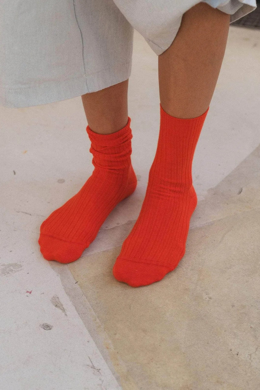 Rib Overankle Socks - Bill Red