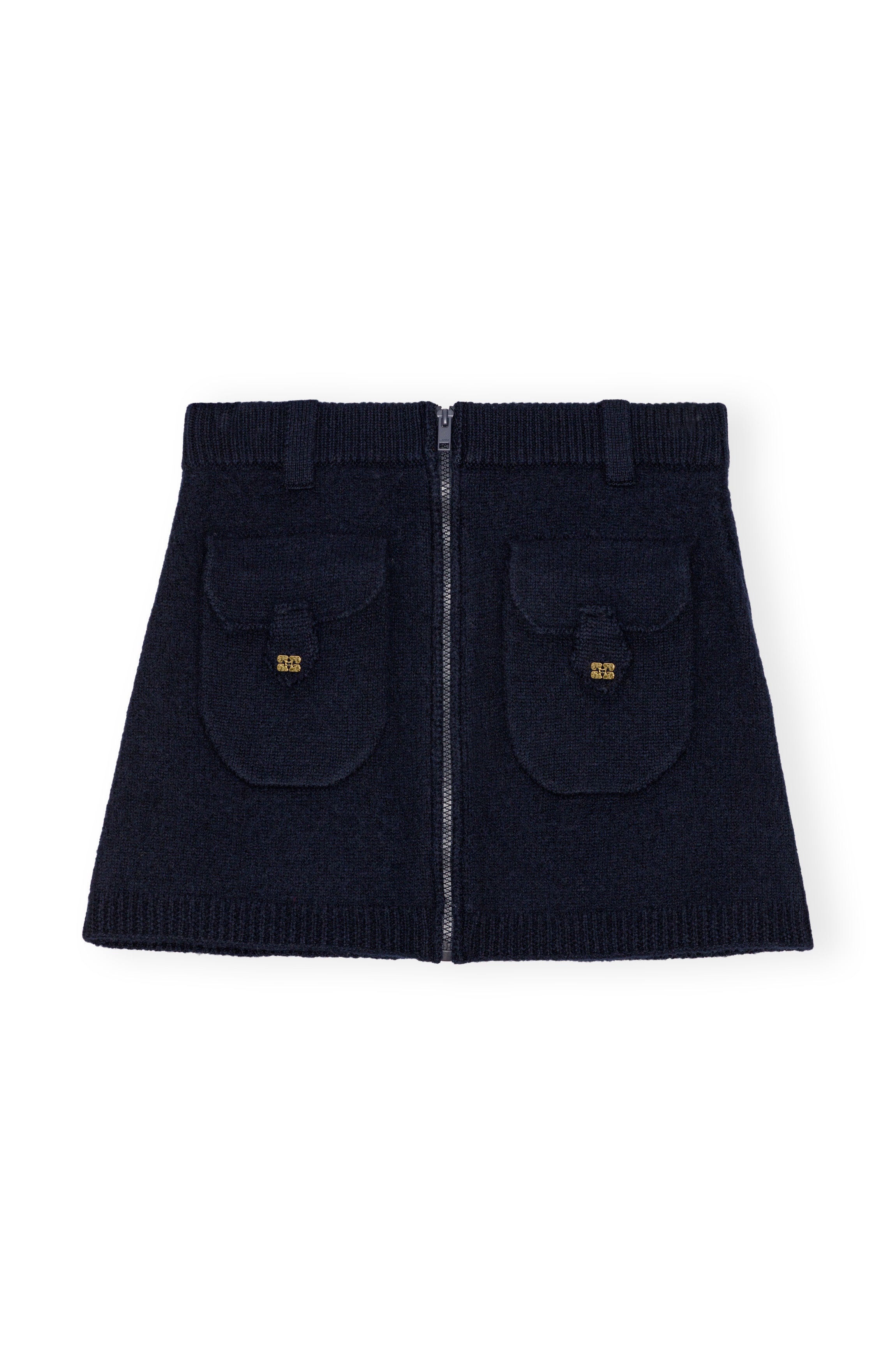 Boiled Wool Mini Skirt - Sky Captain