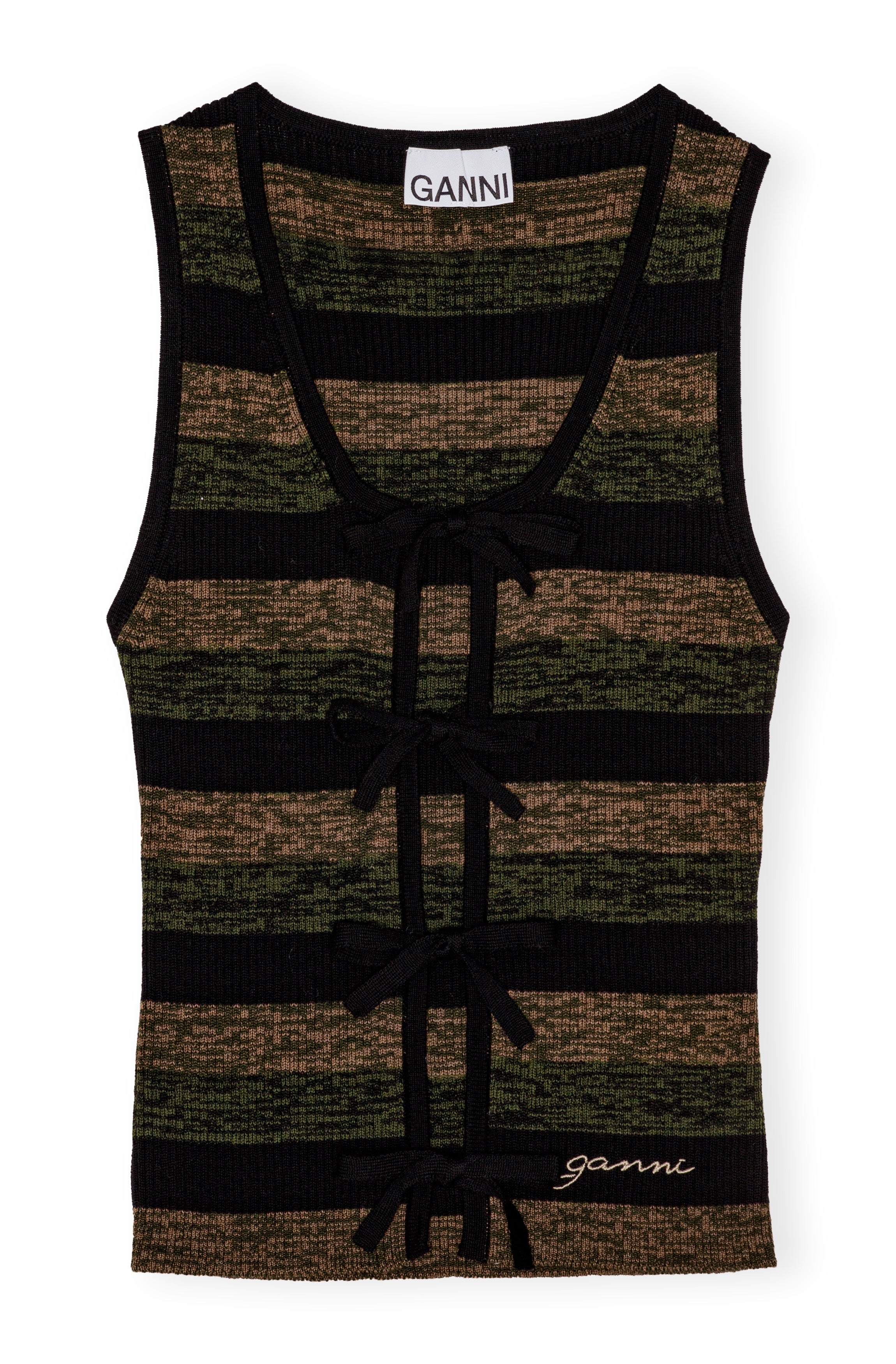 Mini Ribbed Merino Tie Top - Multicolor