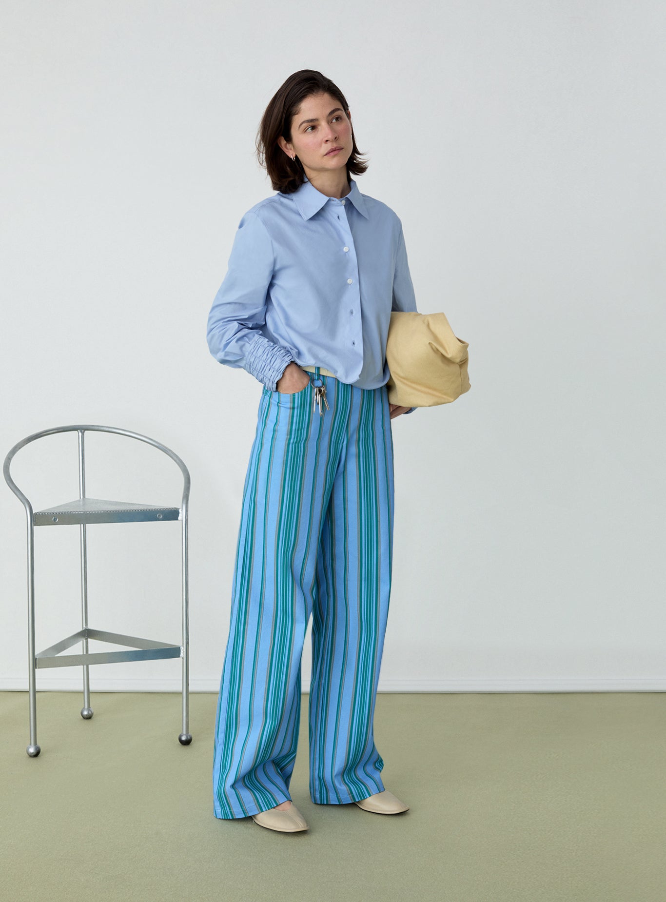 Roxane Ruched Shirt - Blue