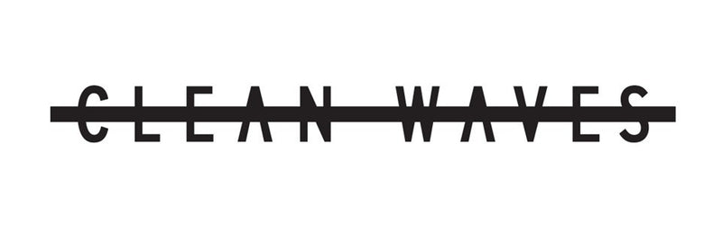 Clean Waves brand logo in black text with line strike through