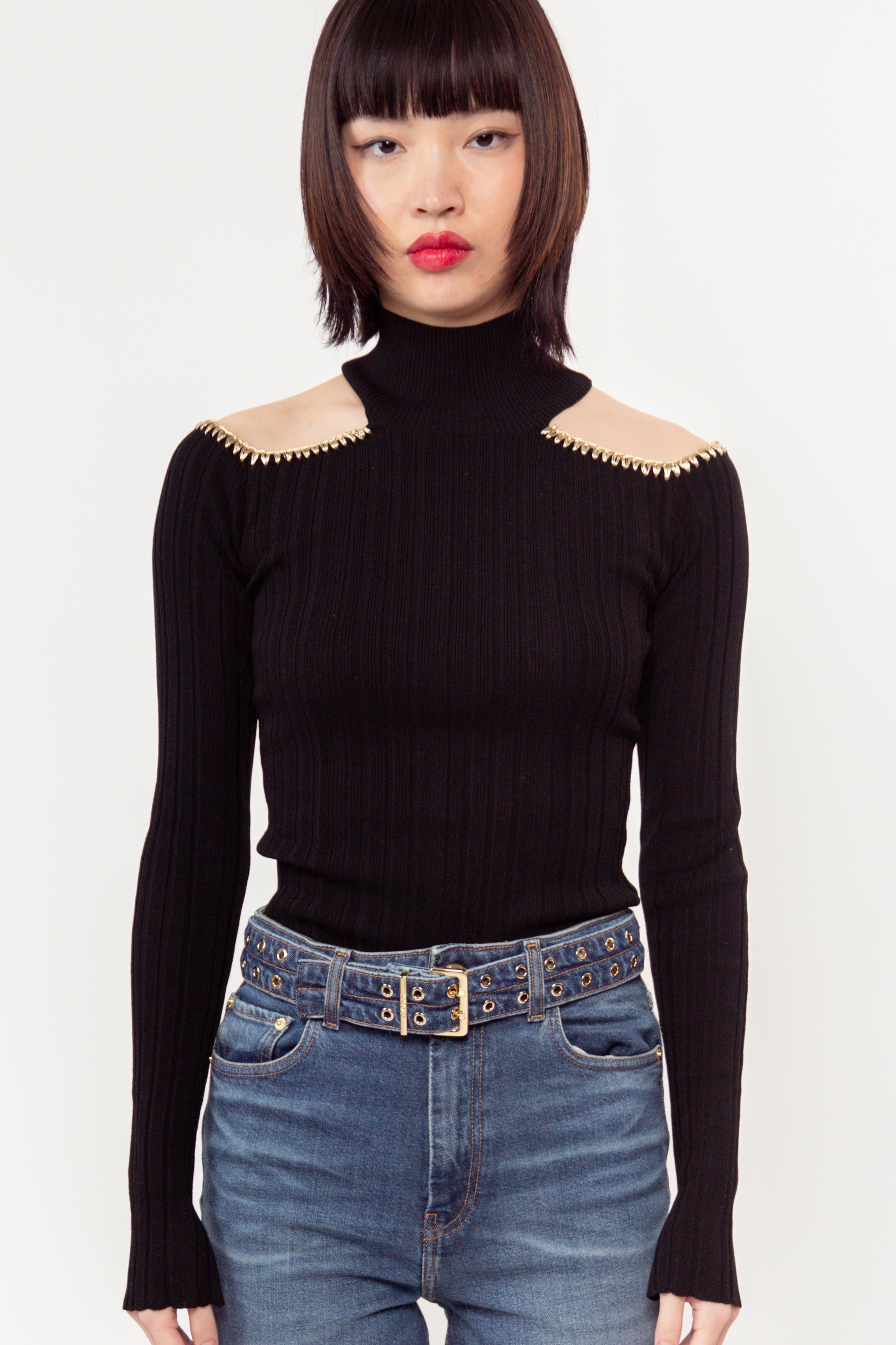 Open Shoulder Blouse - Black