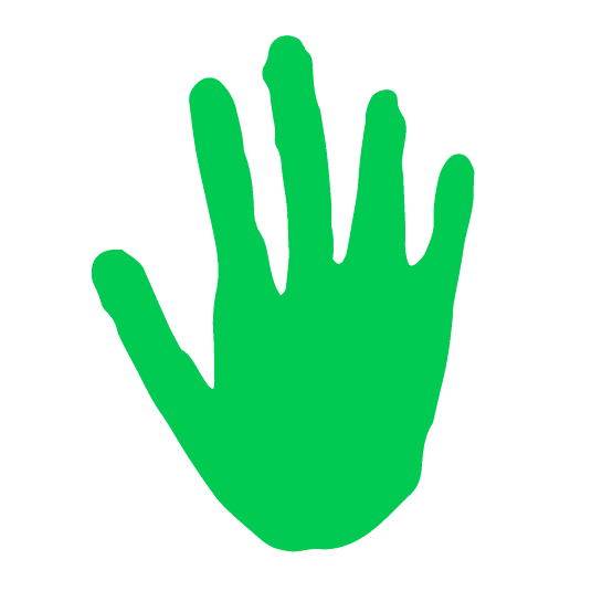 sketch of green hand
