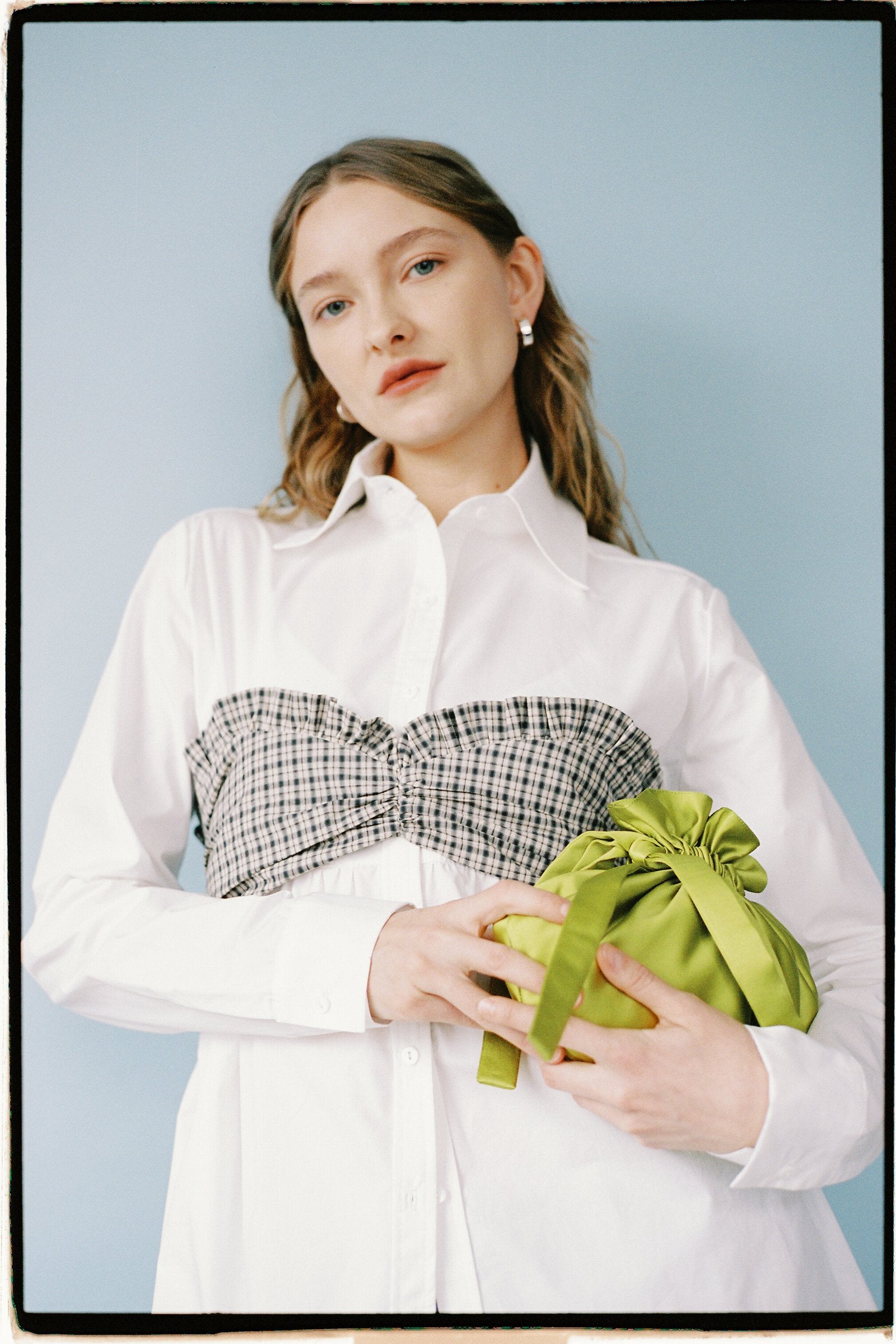 Patti Top - Shell & Sandy Plaid