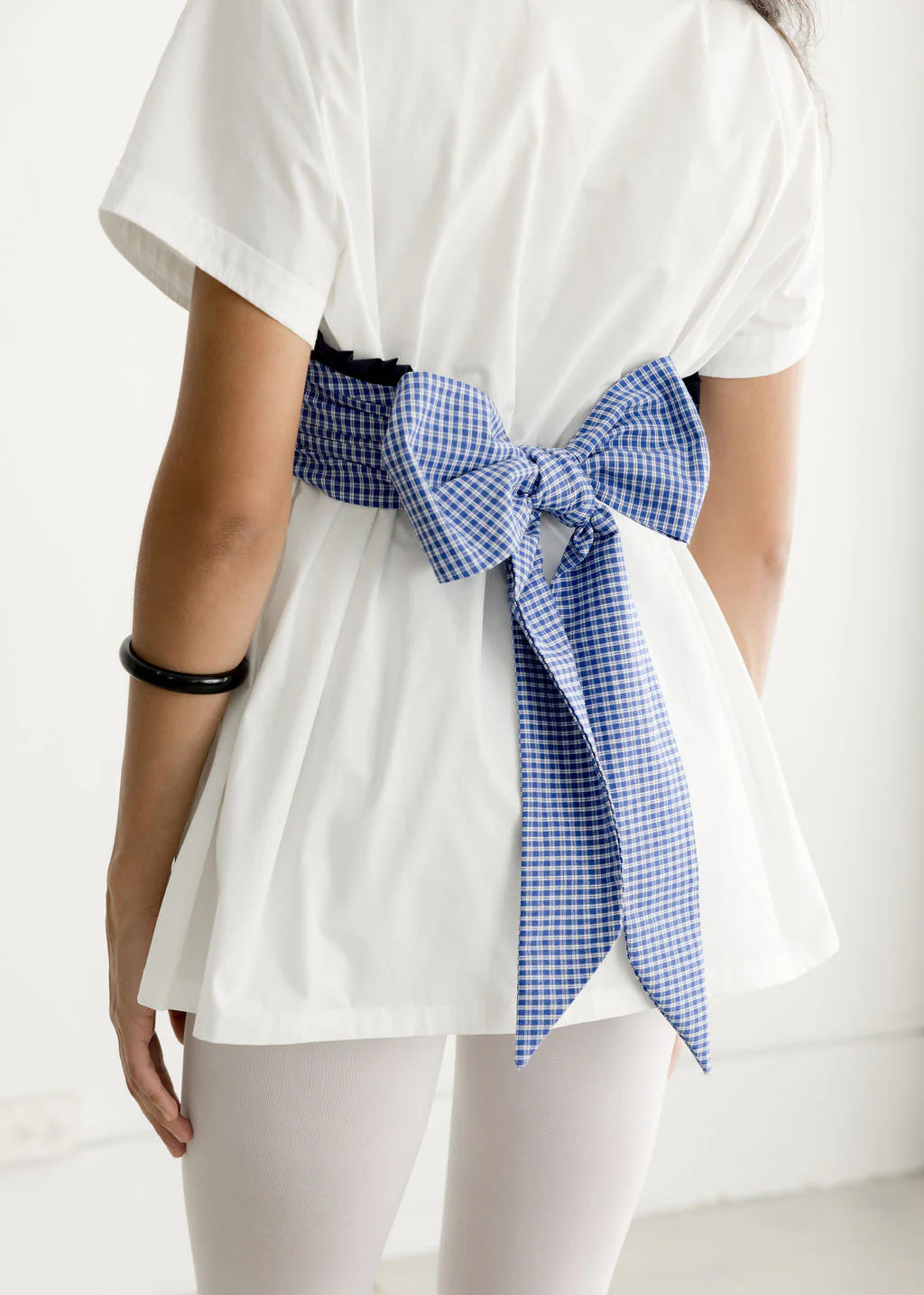 Charli Top - Ocean Gingham/White