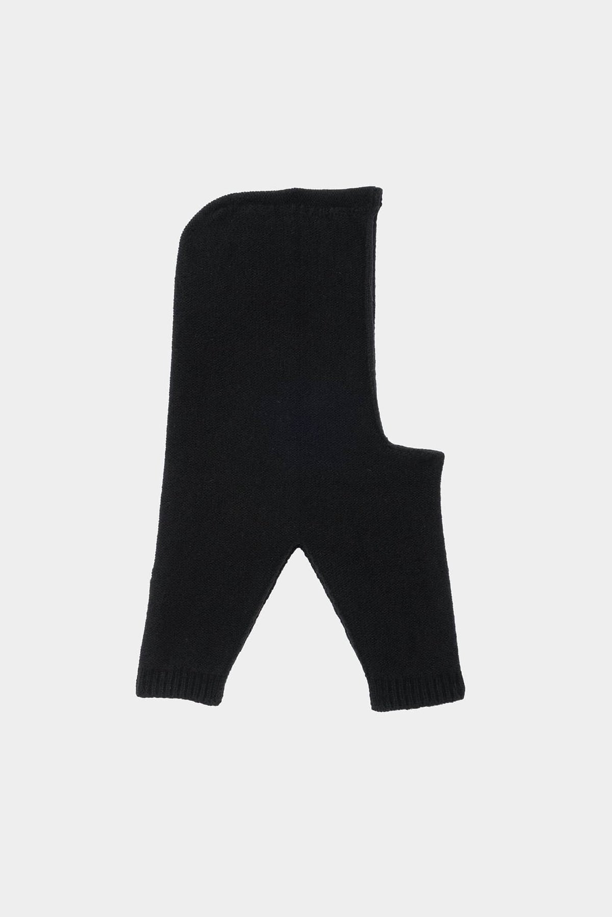 Black knitted hood on a white background