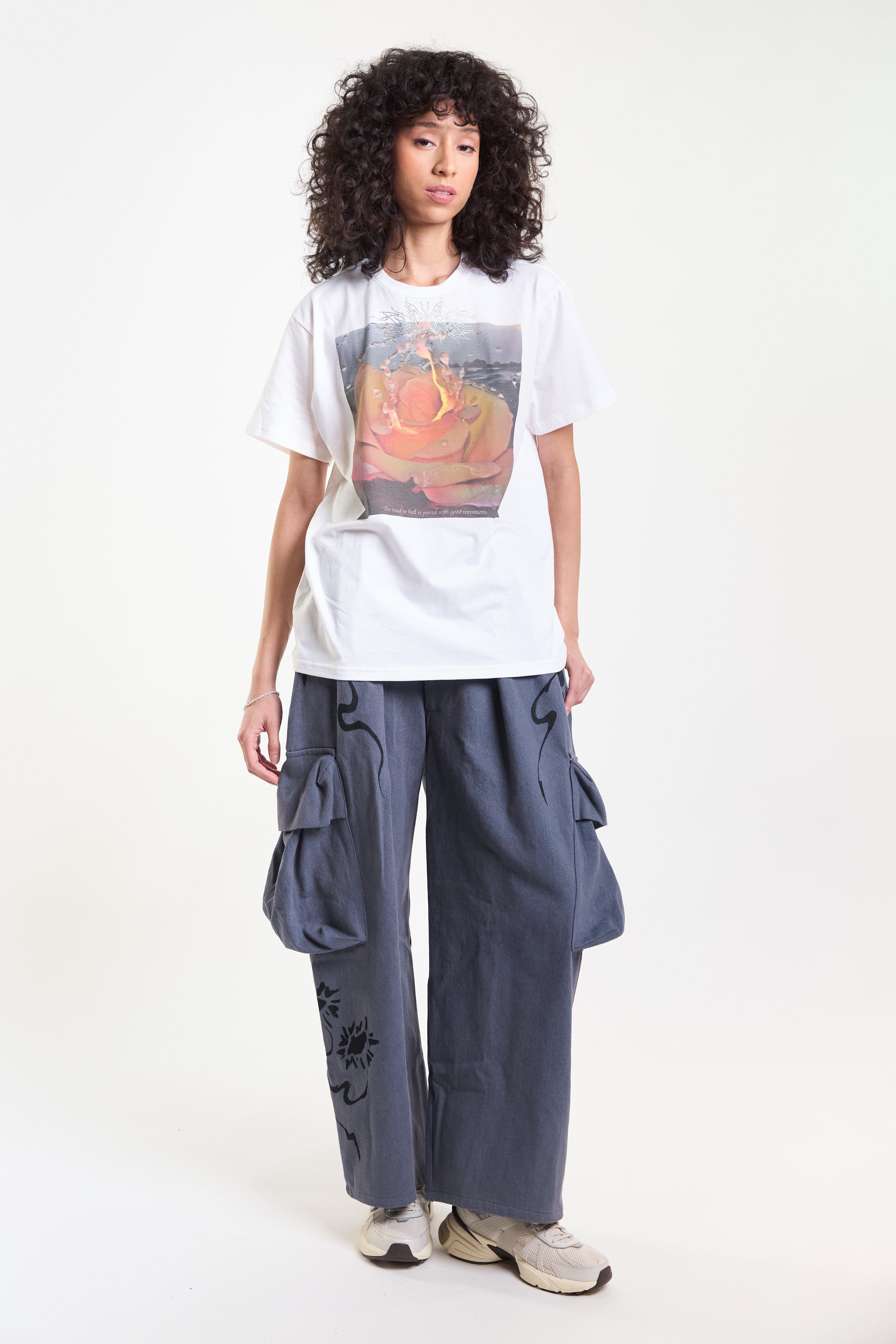 Pleated Cargo Pant - Charcoal Daisy
