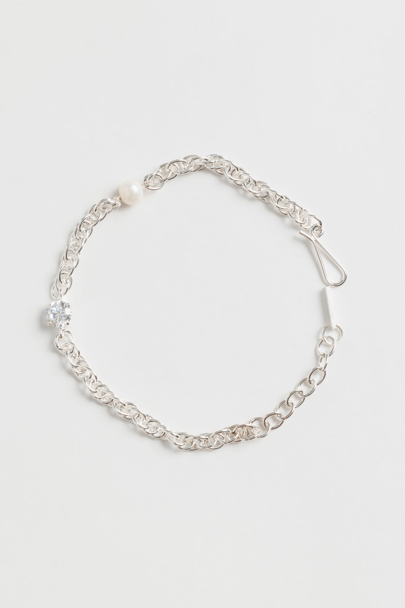 Pearl and Zirconia Silver Bracelet - Recycled Silver