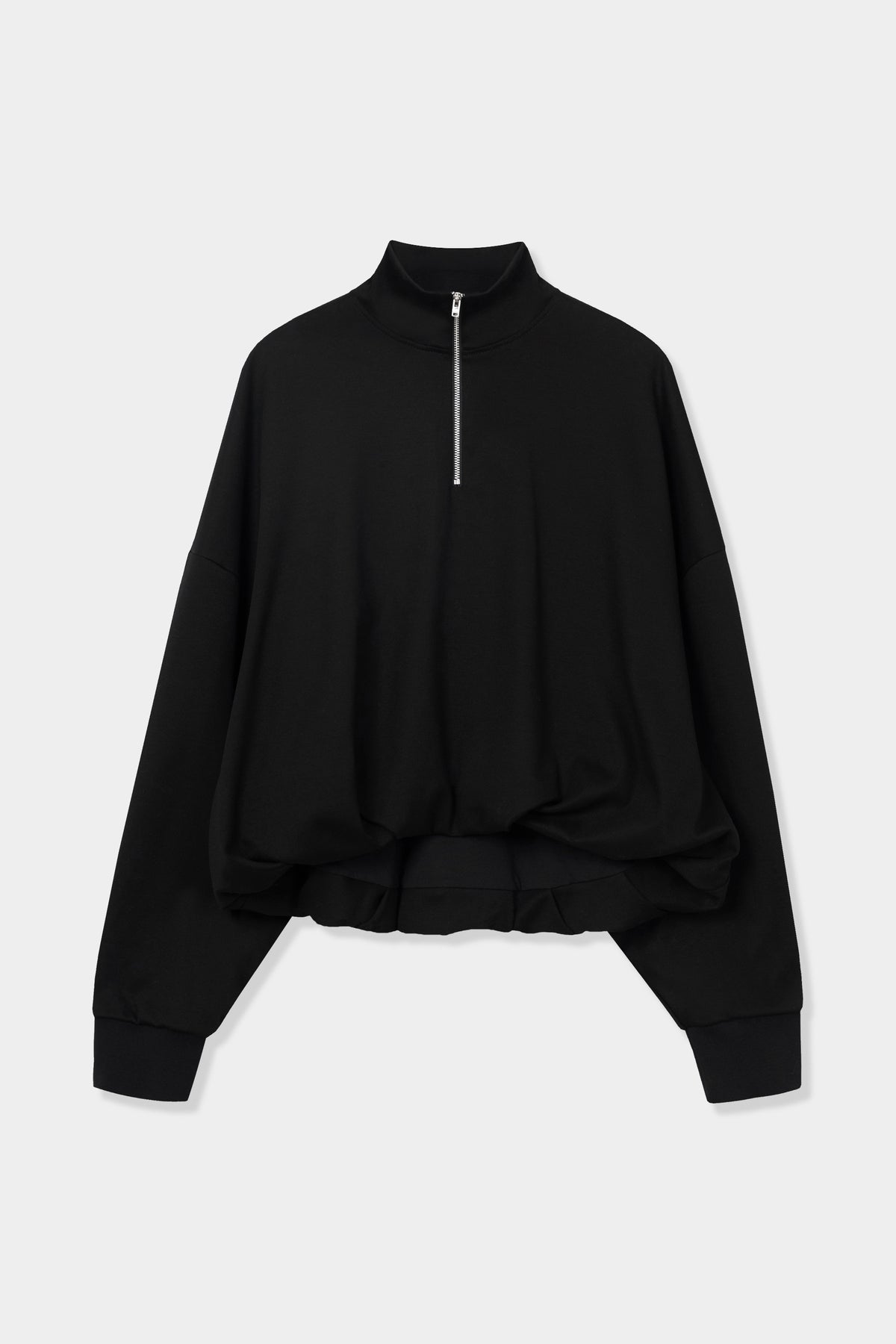 Organic Cotton Balloon Quarter Zip - Black