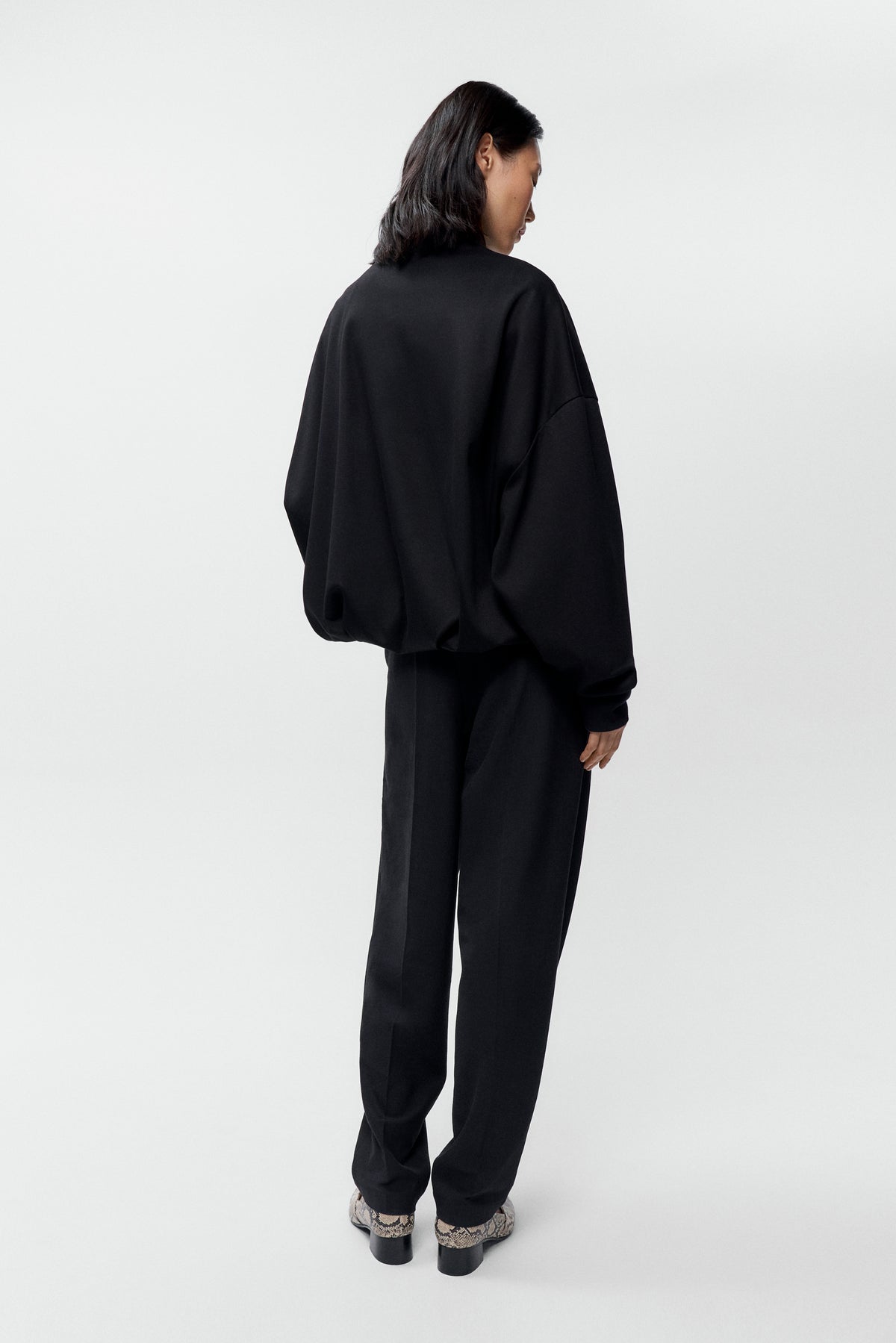 Organic Cotton Balloon Quarter Zip - Black