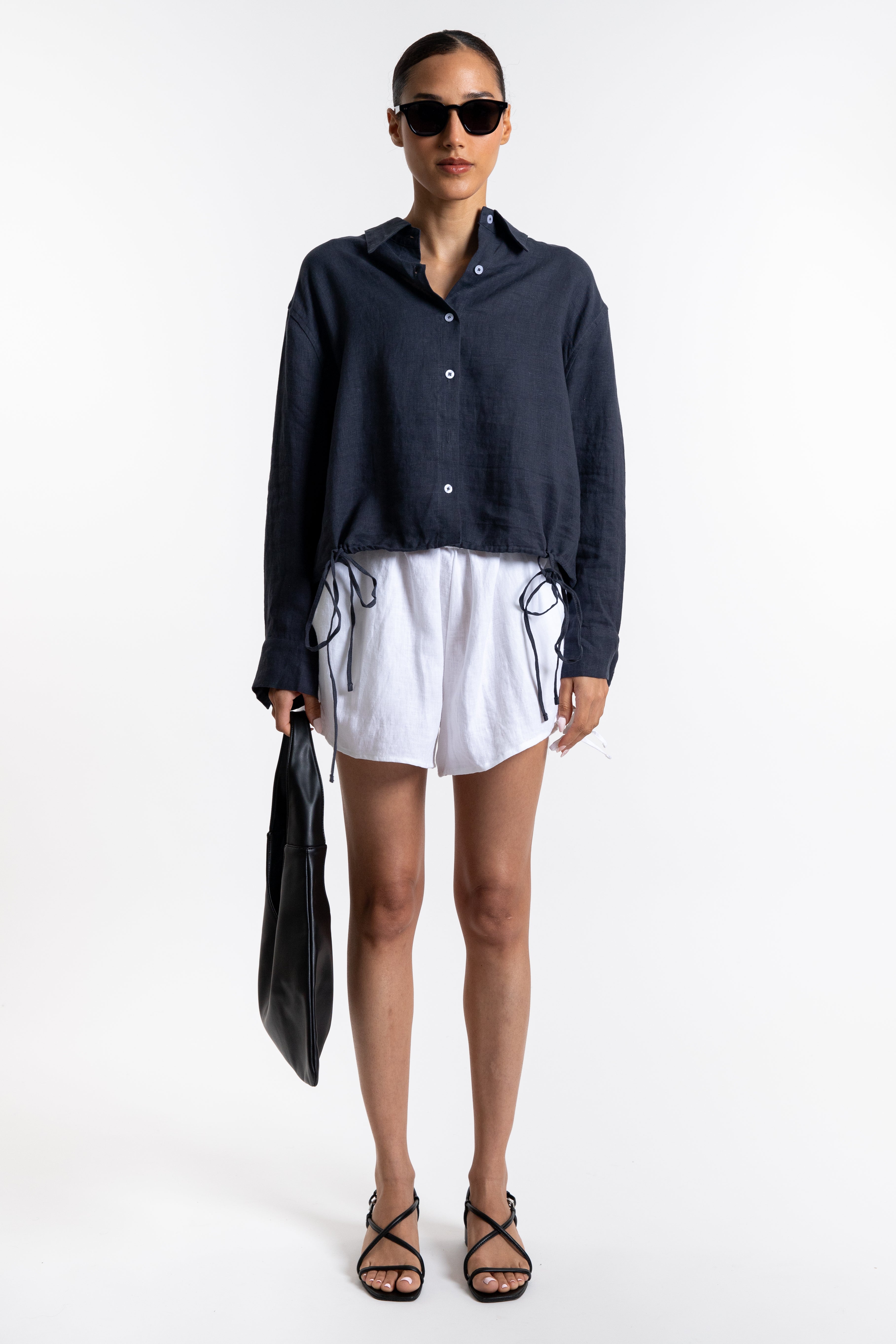Side Tie Shorts - White