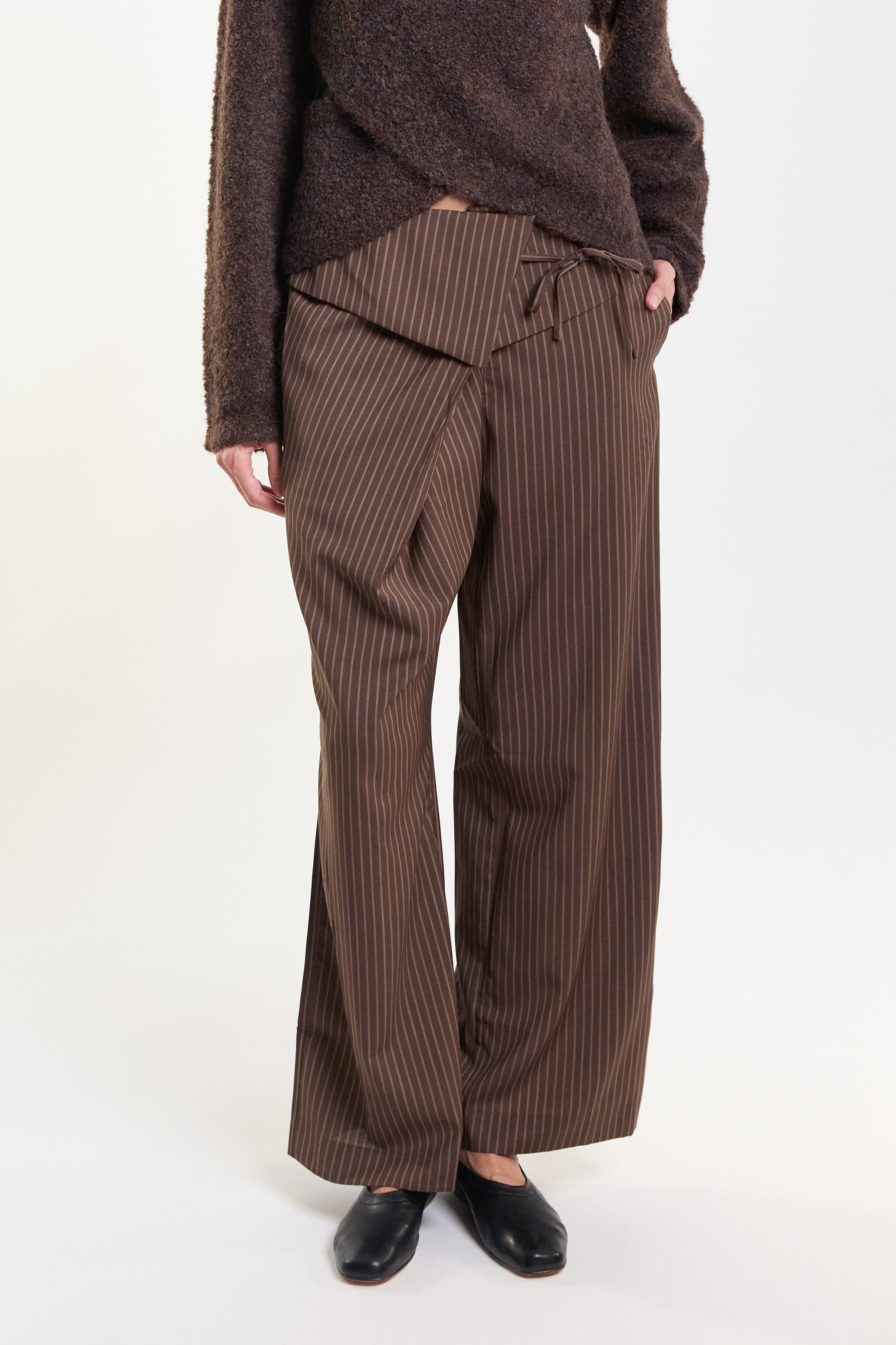 Folded Wool Pant - Sable Stripe