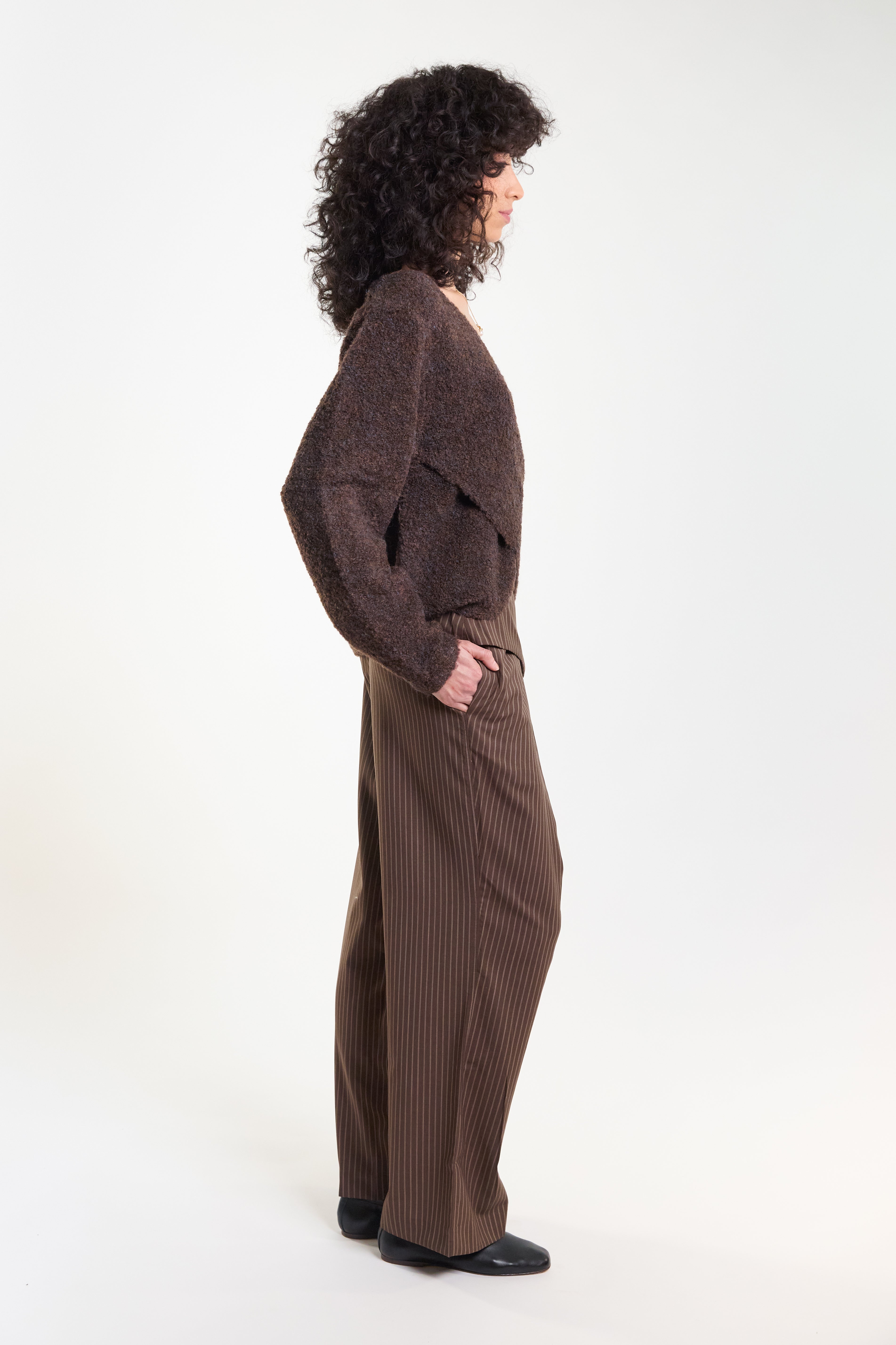 Folded Wool Pant - Sable Stripe