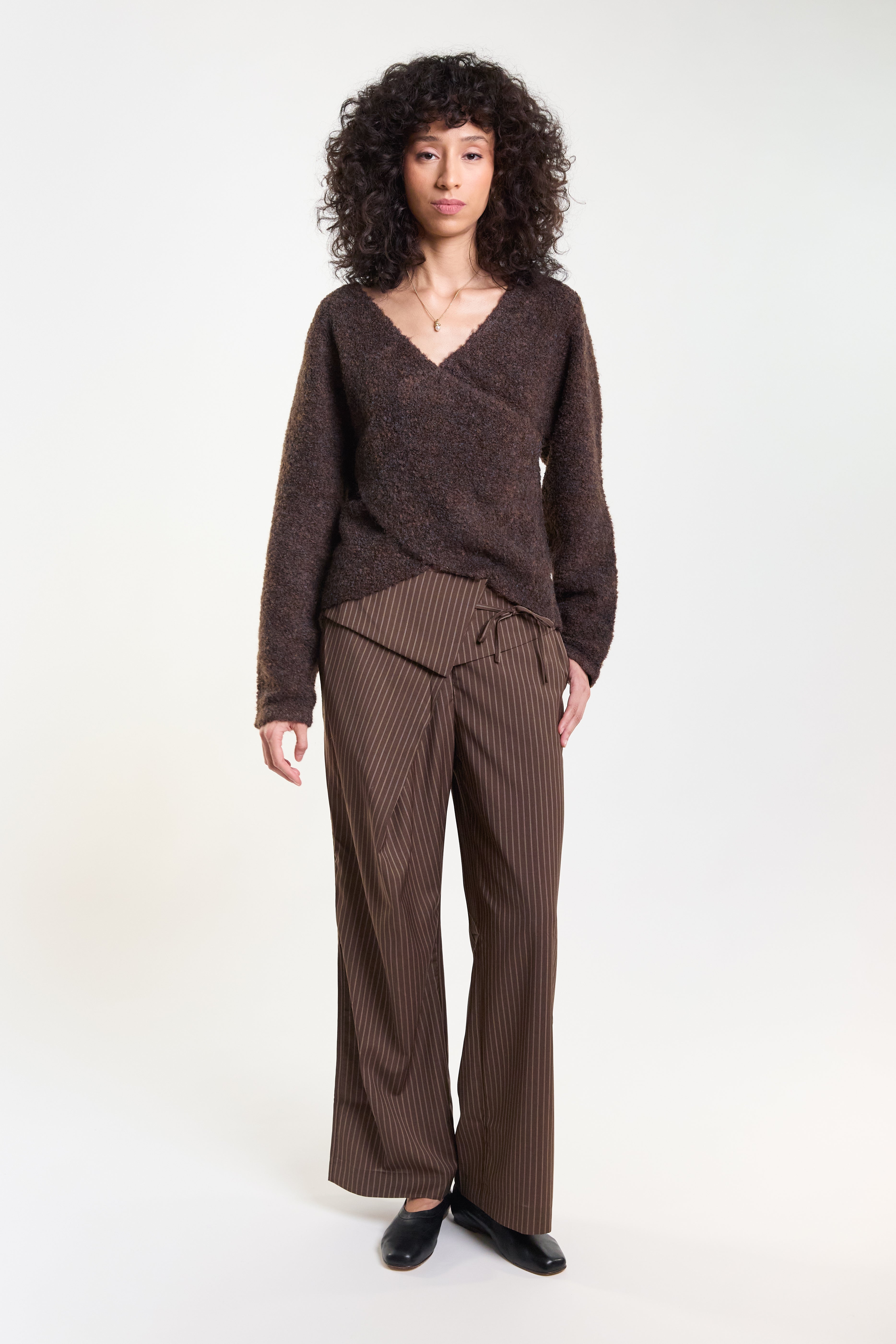 Folded Wool Pant - Sable Stripe