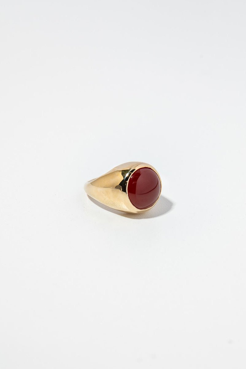 Carnelian Bamini Ring - 14K Gold Plated Bronze