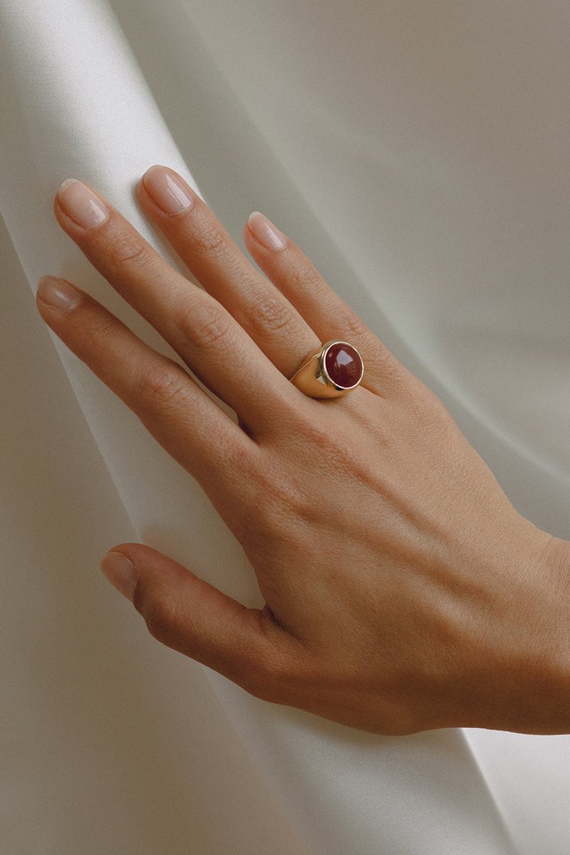 Carnelian Bamini Ring - 14K Gold Plated Bronze