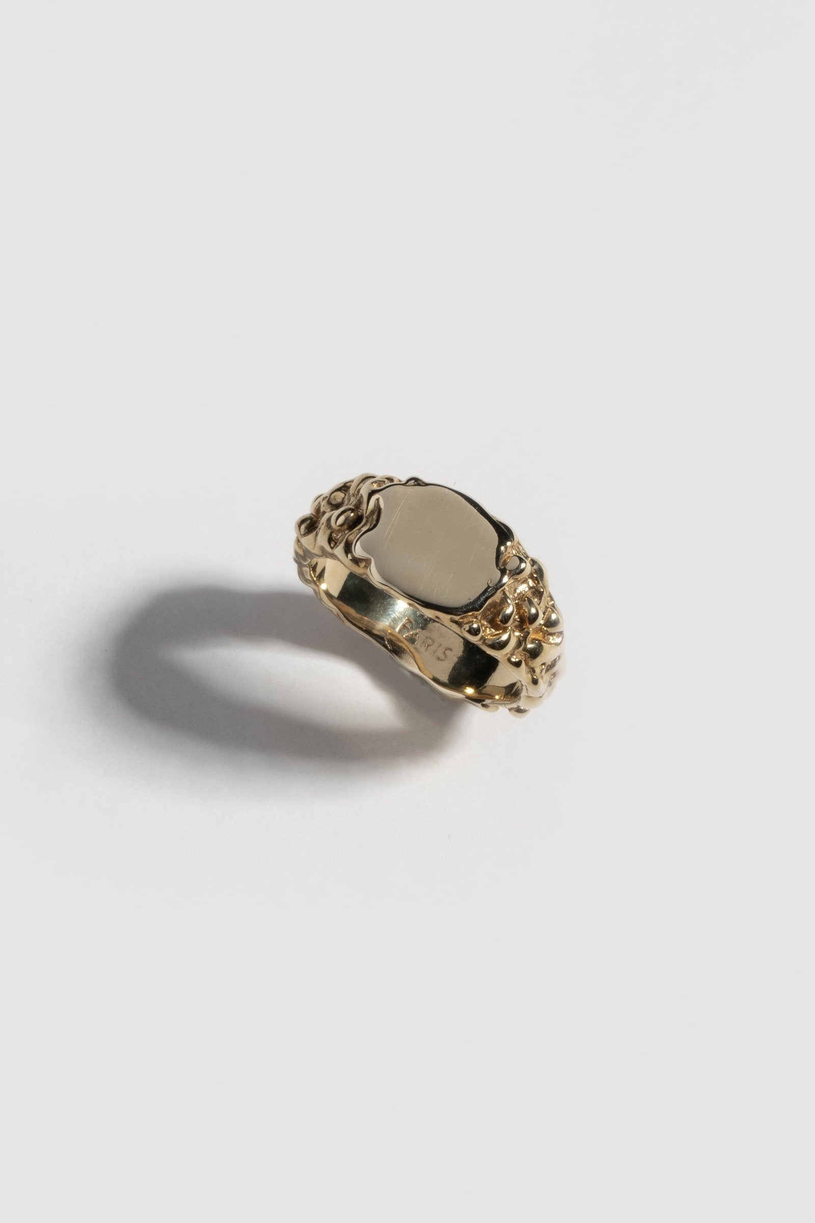 Small Roca Signet Ring - 14K Gold Plated Bronze
