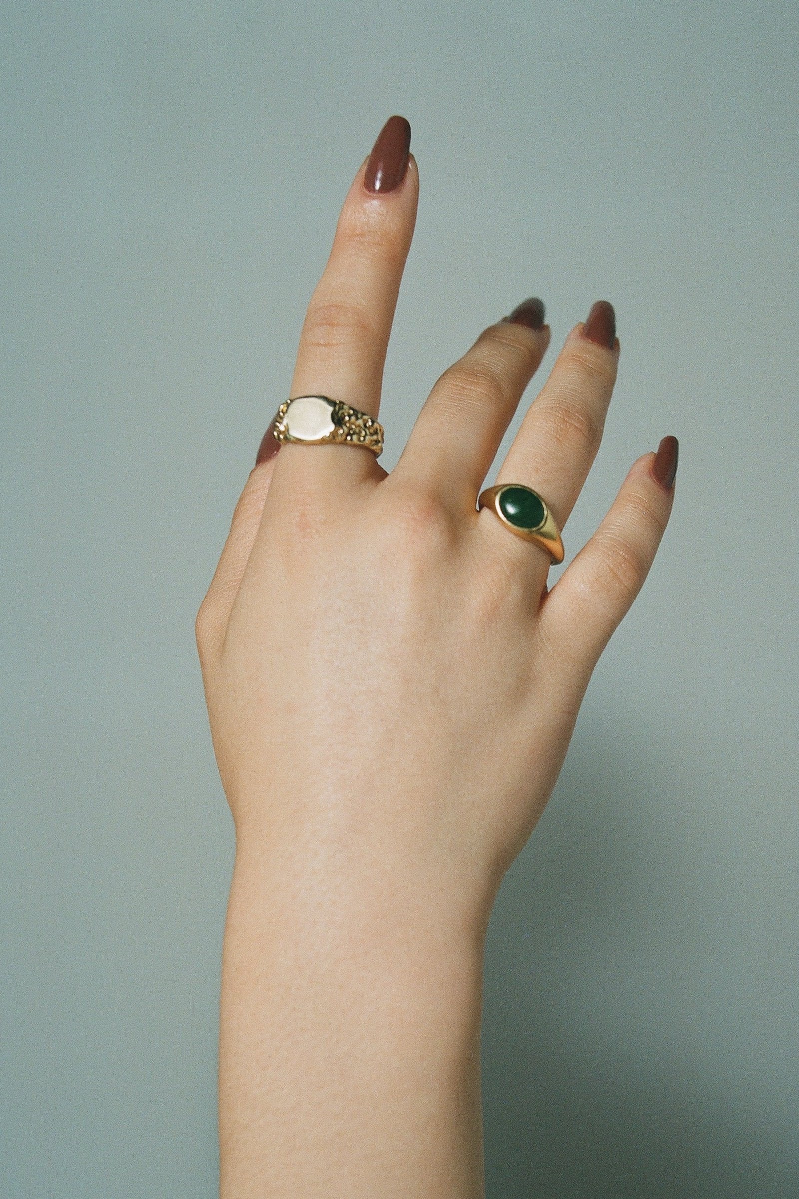 Small Roca Signet Ring - 14K Gold Plated Bronze