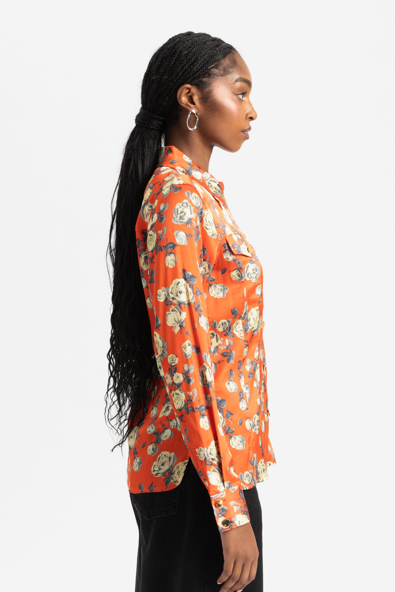 Printed Satin Shirt - Poinciana