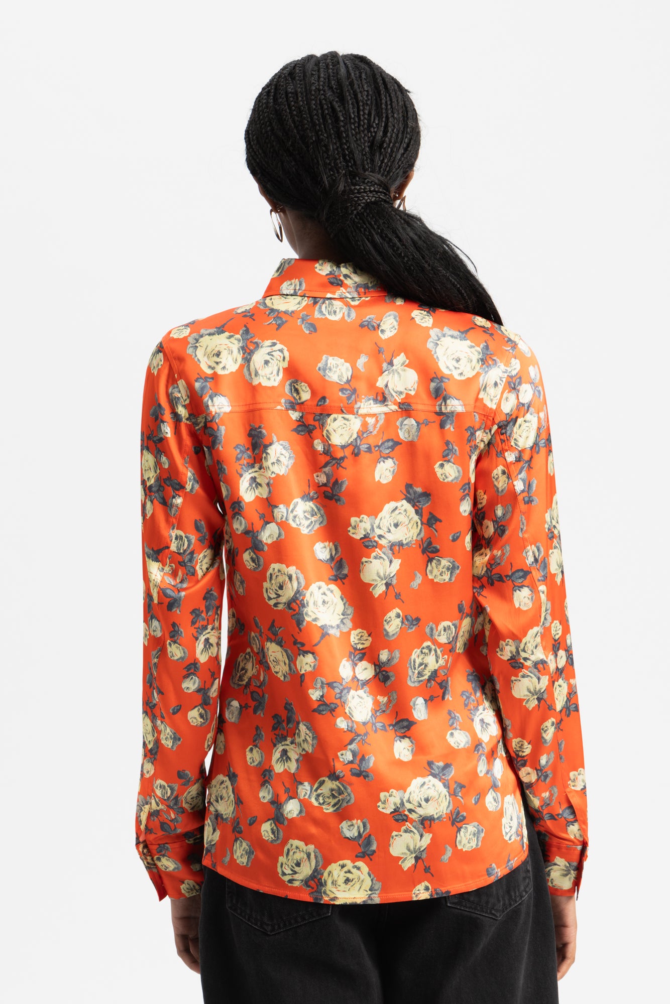 Printed Satin Shirt - Poinciana