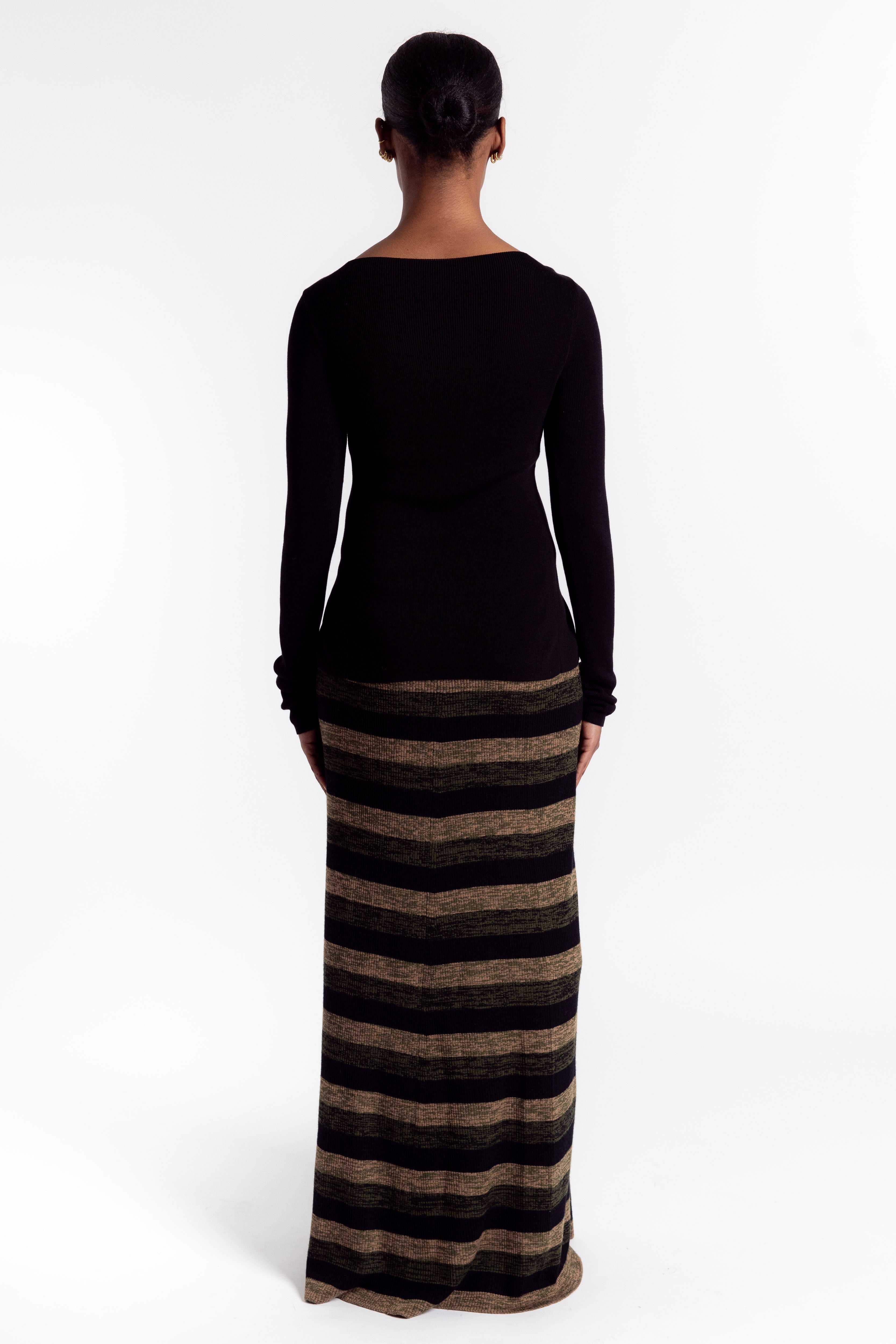 Mini Ribbed Merino Maxi Skirt - Multicolor