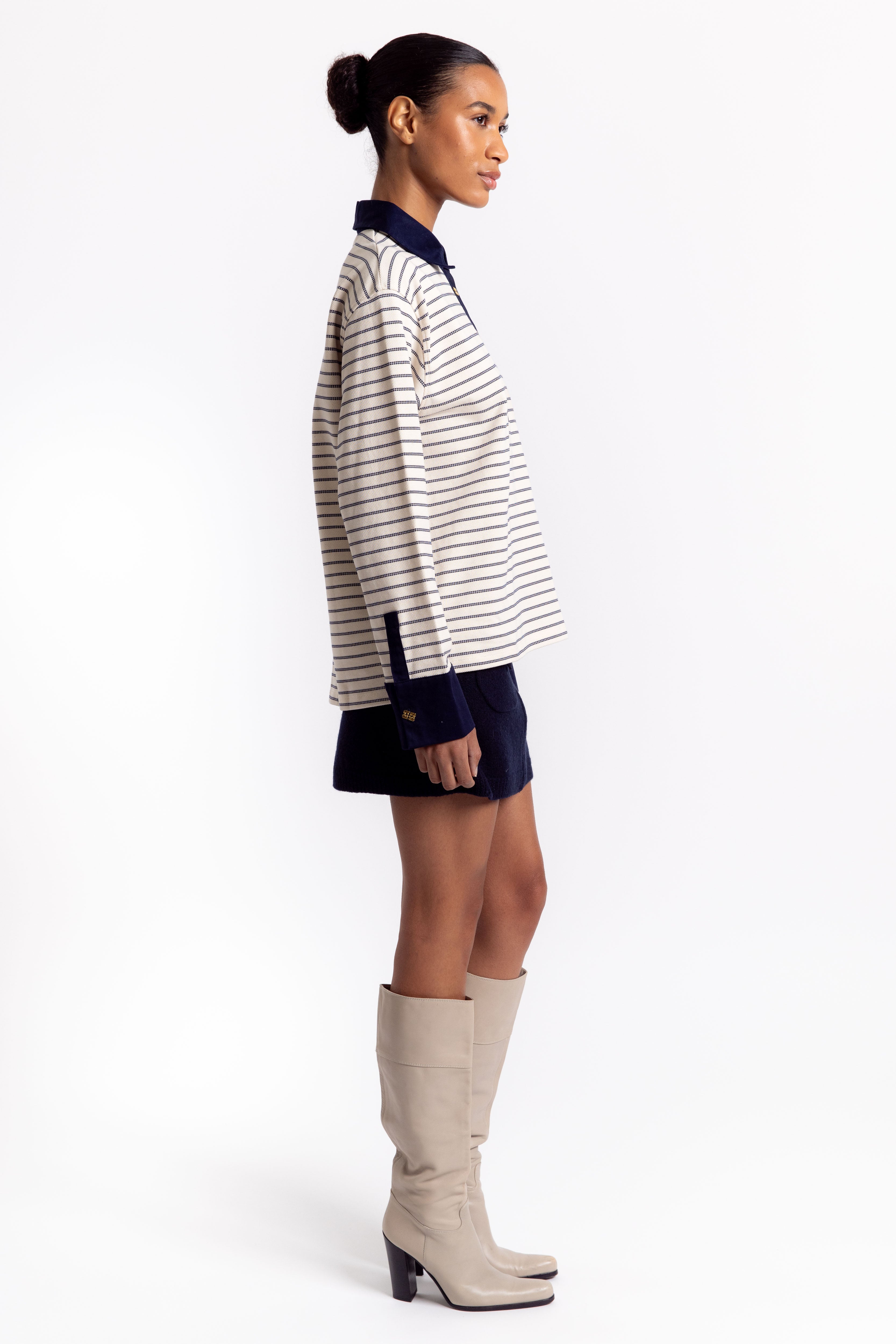 Boiled Wool Mini Skirt - Sky Captain