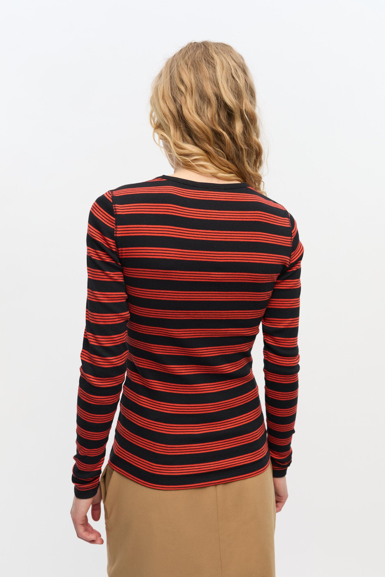 Soft Cotton Rib Striped Long Sleeve - Red Alert