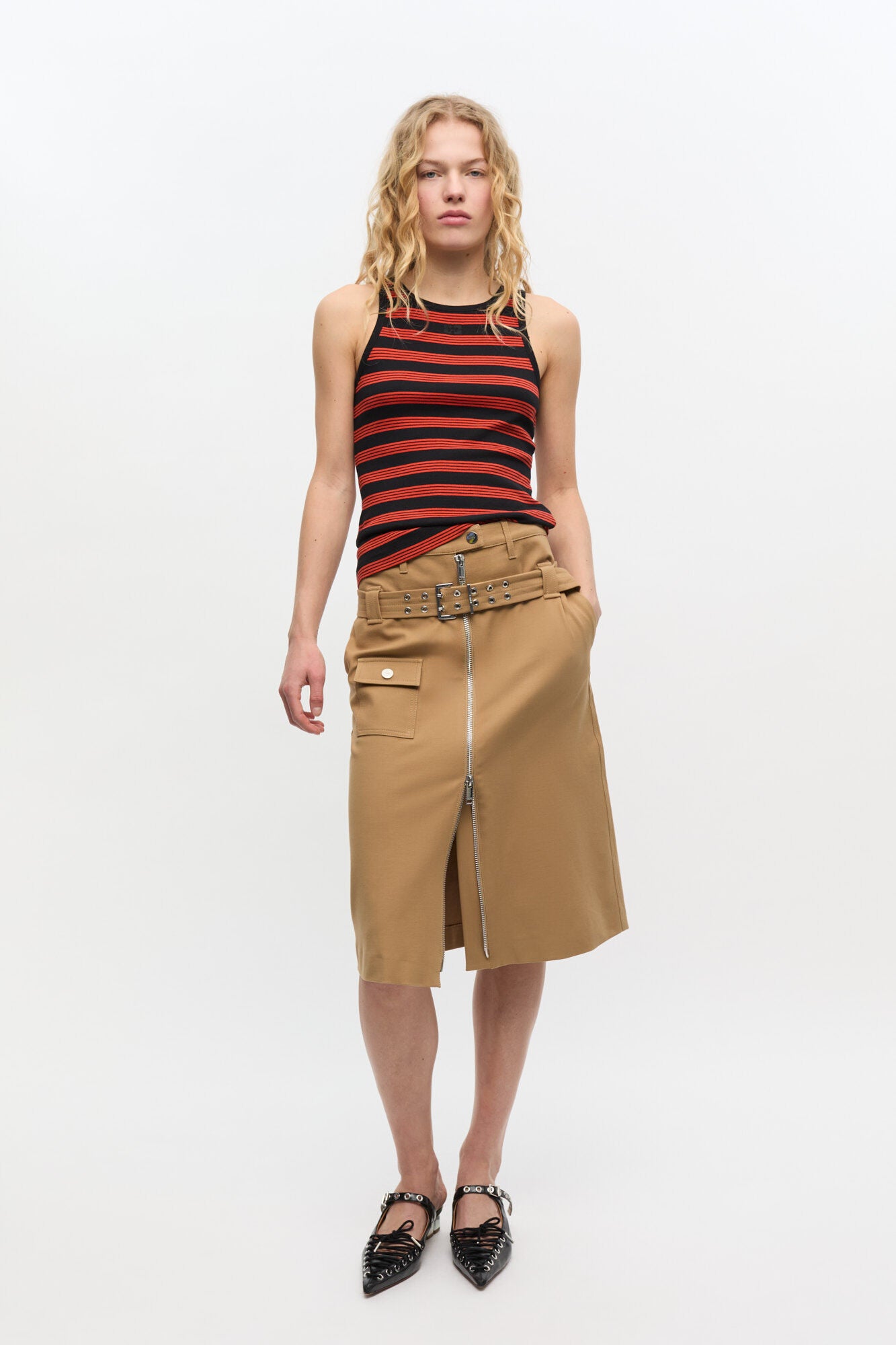 Soft Cotton Rib Striped Tank Top - Red Alert