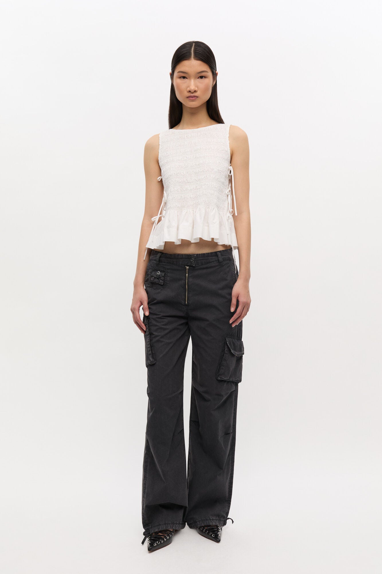 Washed Cotton Twill Pants - Phantom