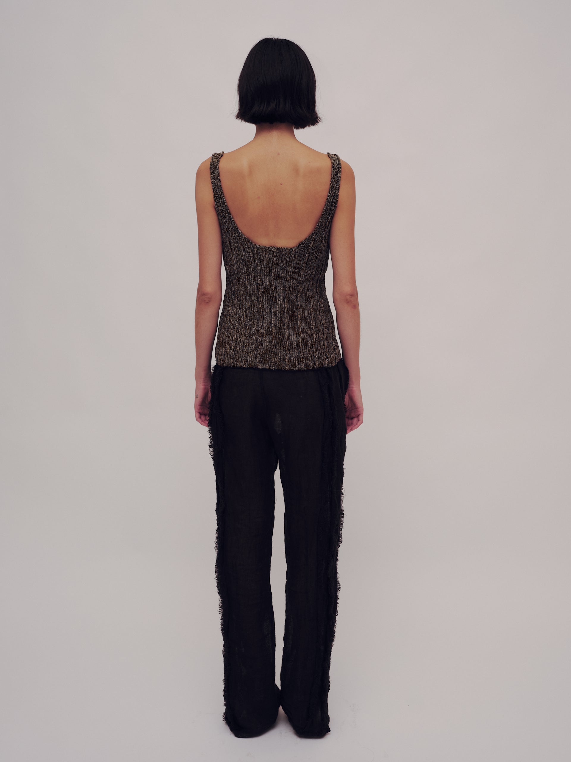 Fringe Unhinged Pleated Pants - Black