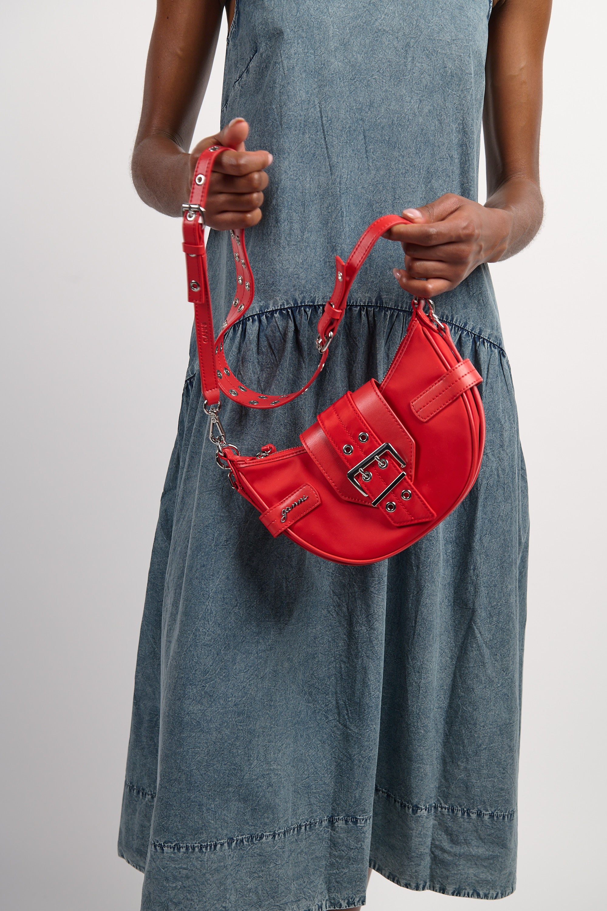 Nylon Bucky Bag Small Crossbody - Racing Red