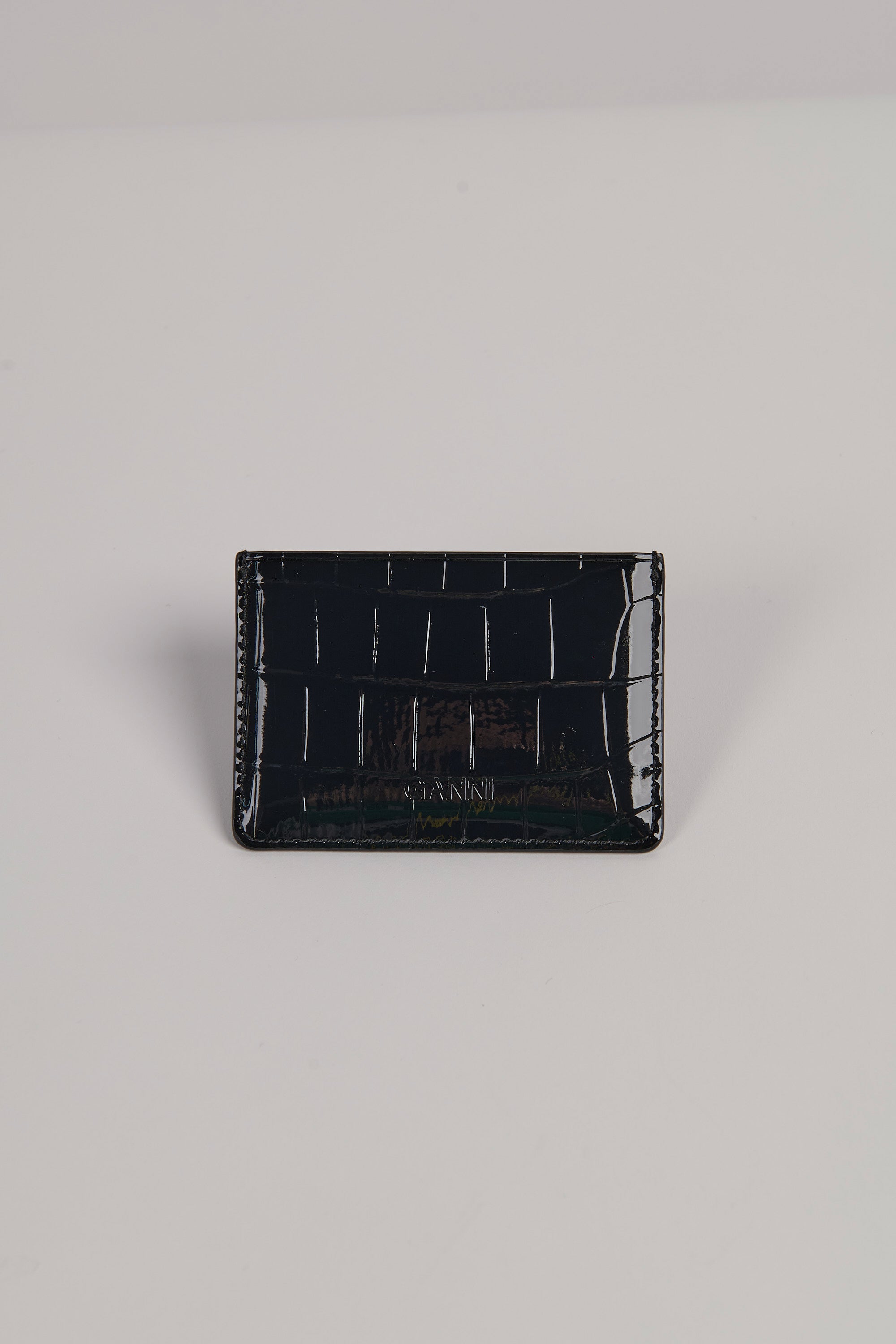 Patent Croco Bou Card Holder - Black