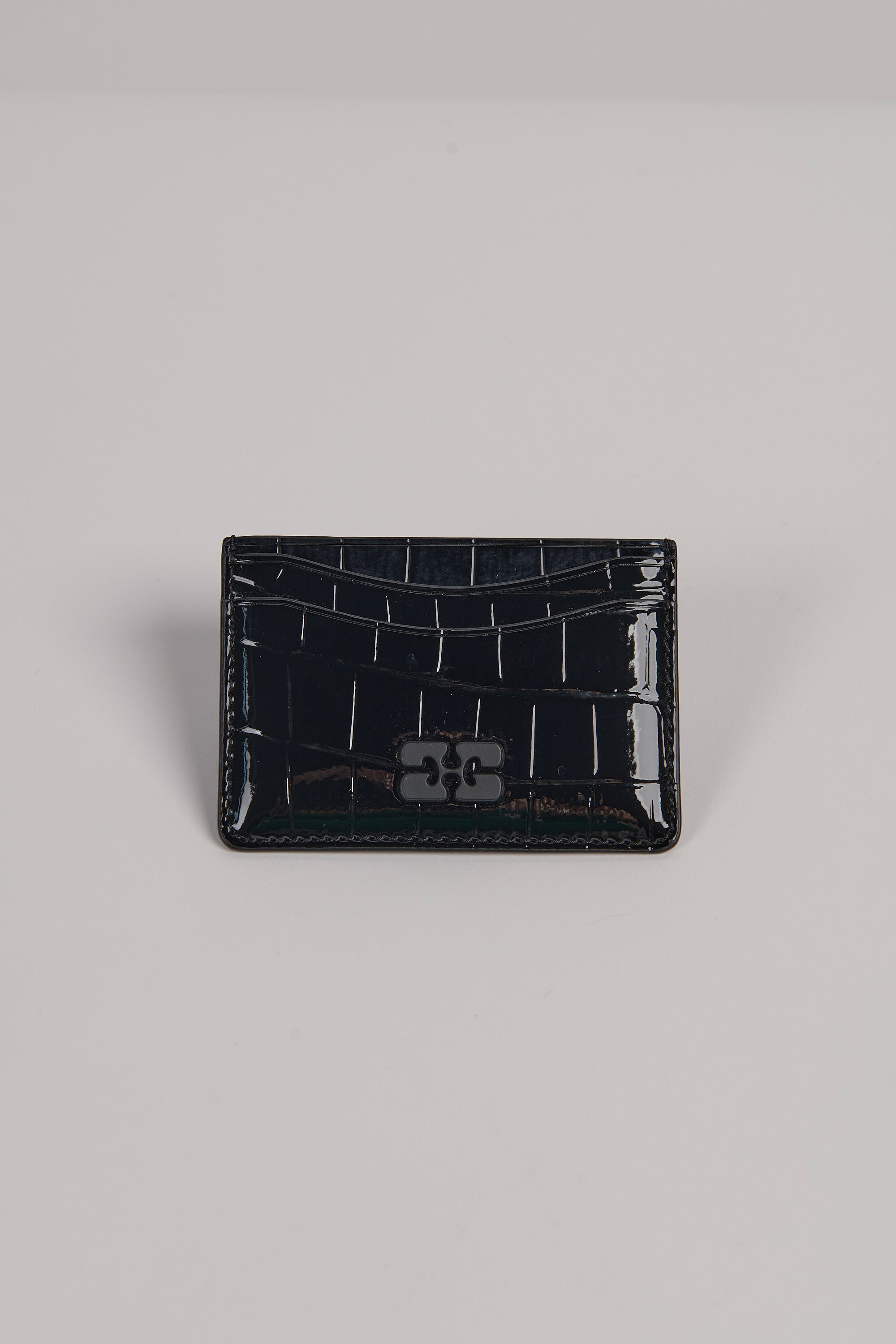 Patent Croco Bou Card Holder - Black