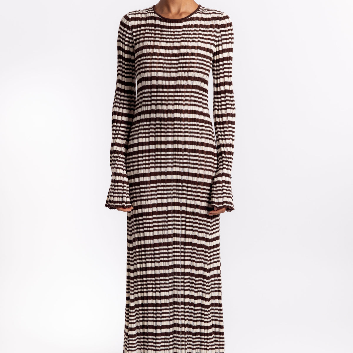 Rib Stripe Dress - Brown Mix