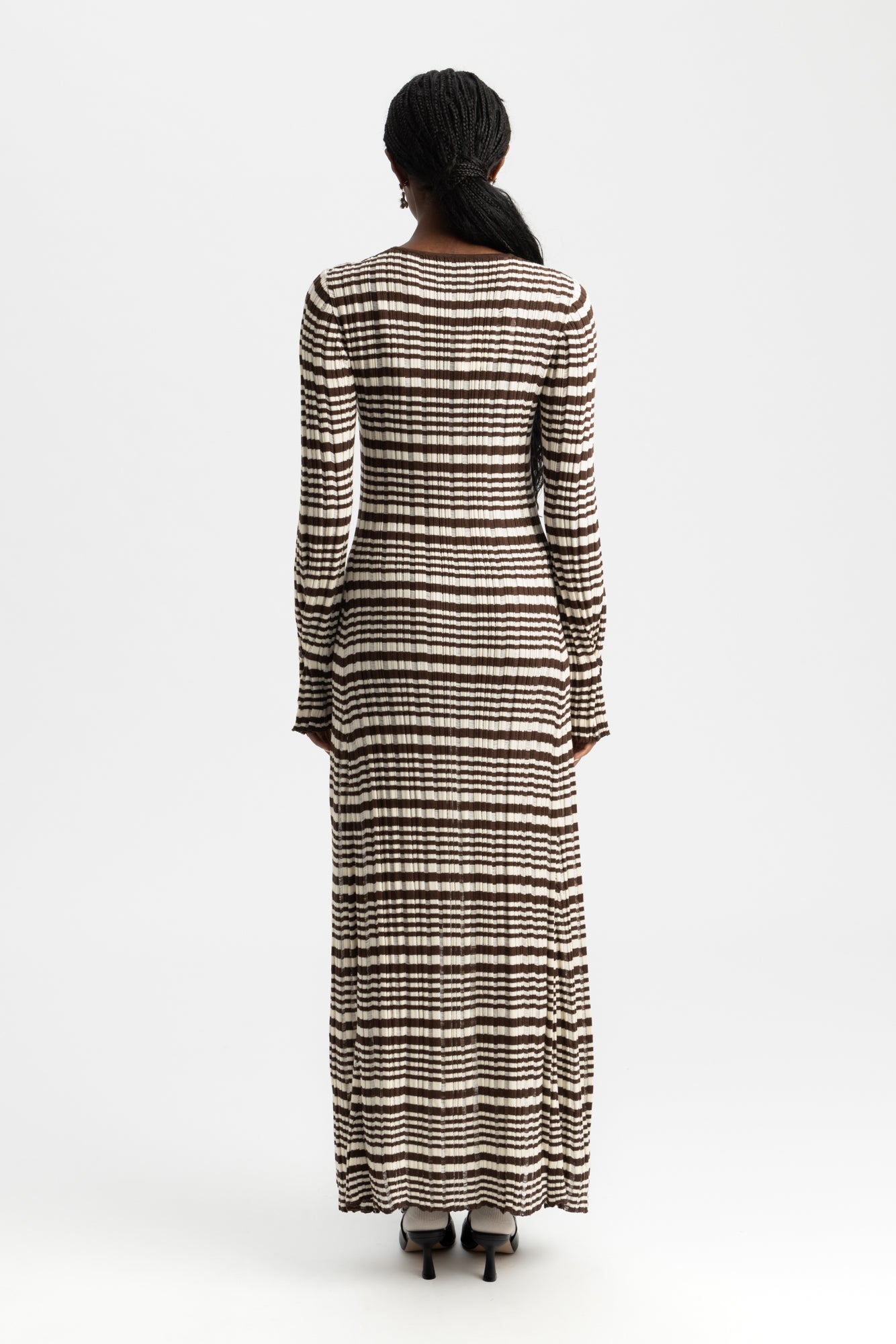 Rib Stripe Dress - Brown Mix