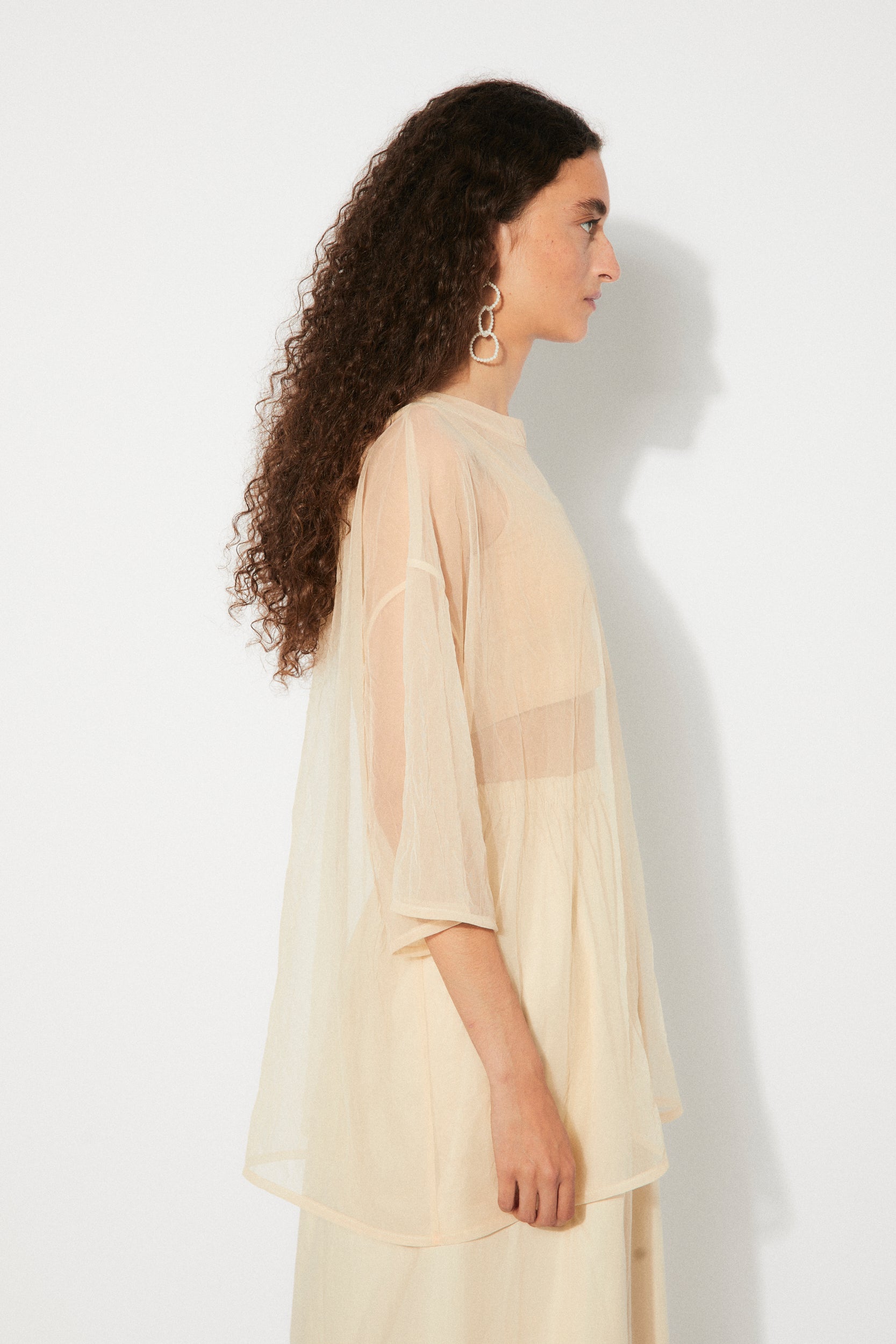 Eduli Oversized Sheer Tee - Beige