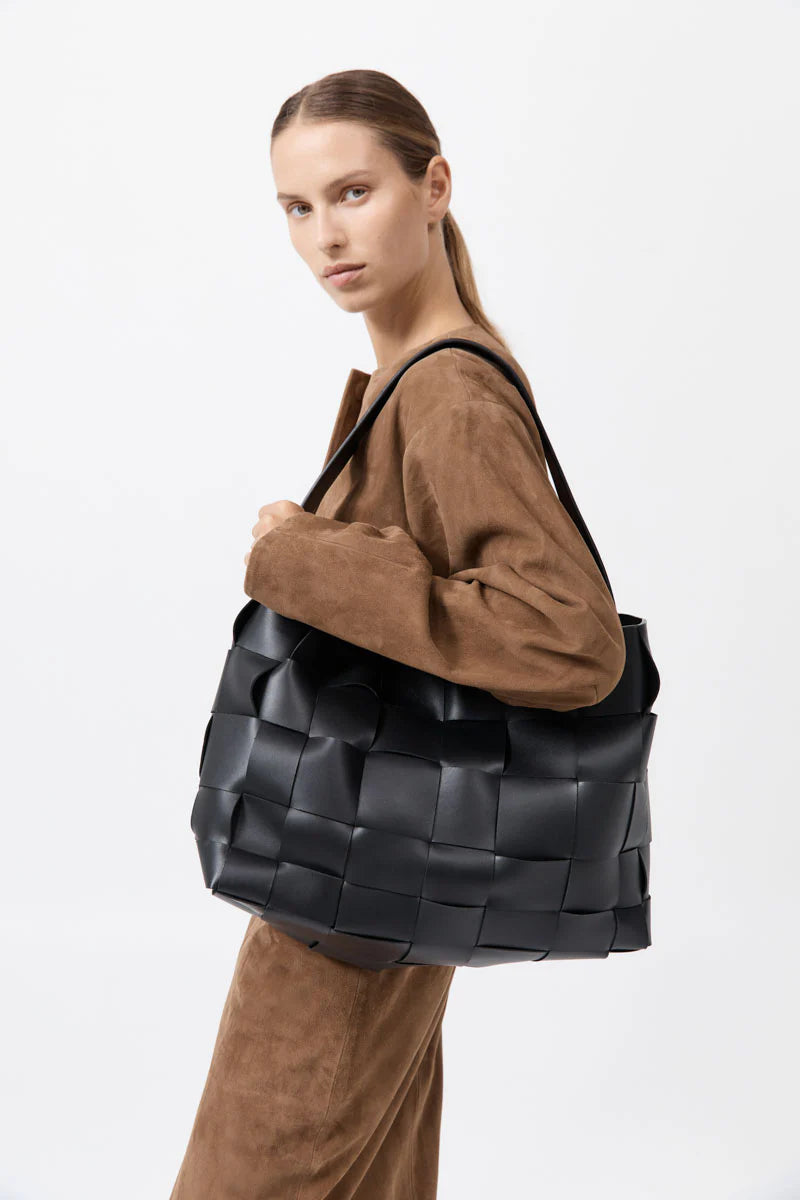 Large Woven Tote - Black