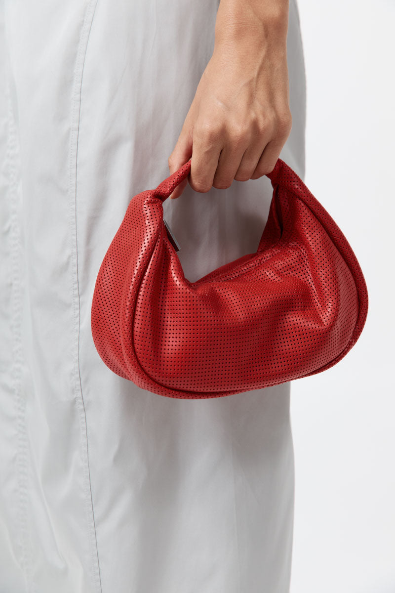 Perforated Mini Bon Bon Bag - Rosso