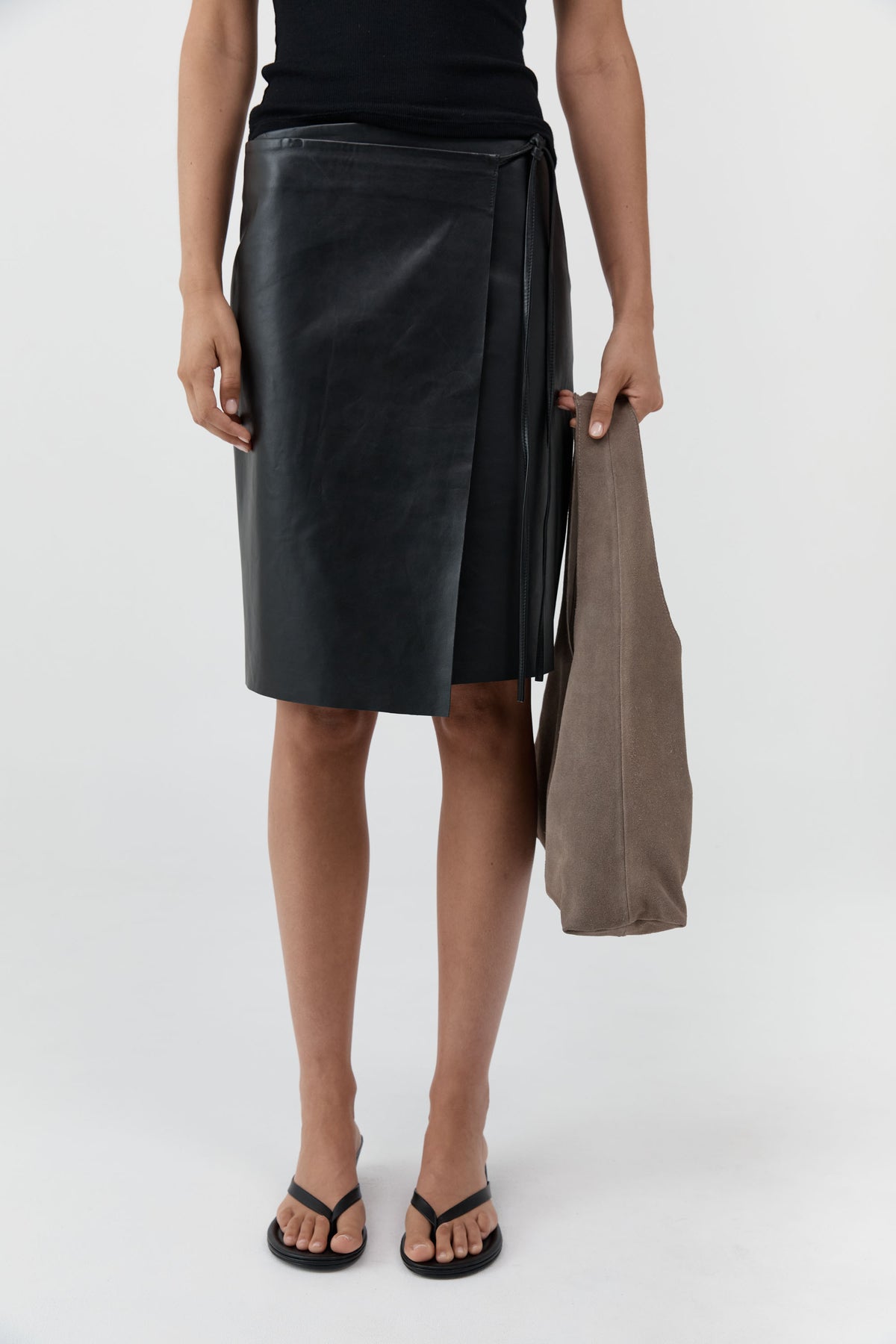 Suede Soft Bag - Pebble
