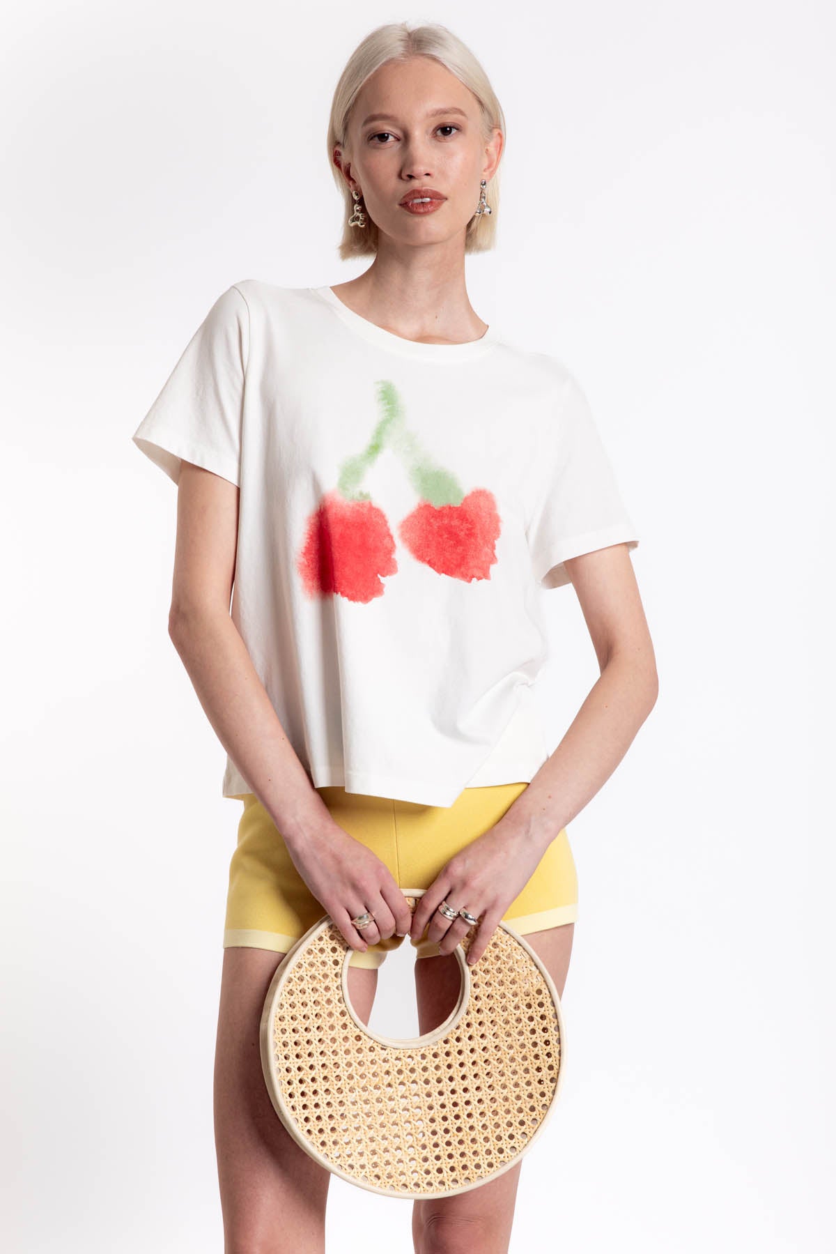 Blurry Cherry Ida Tee - White
