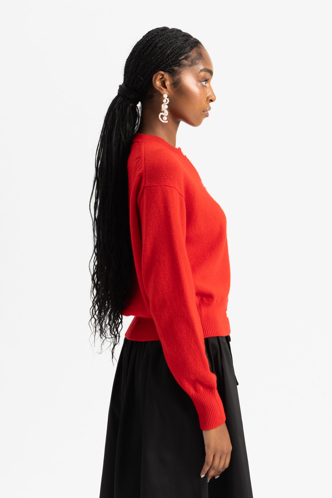 Ada Crewneck Cardigan - Poppy Red