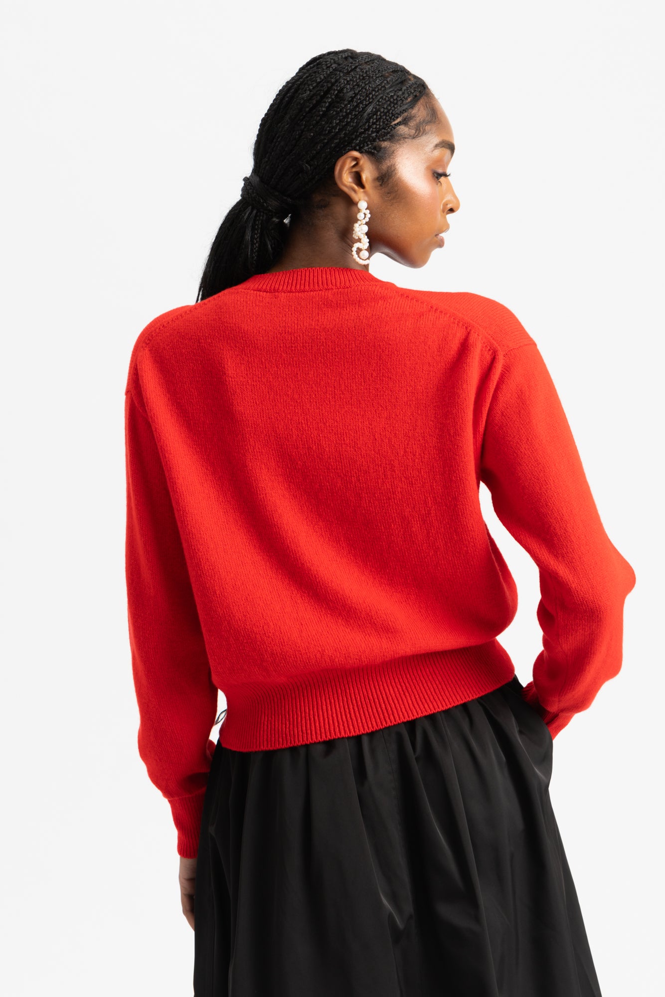 Ada Crewneck Cardigan - Poppy Red