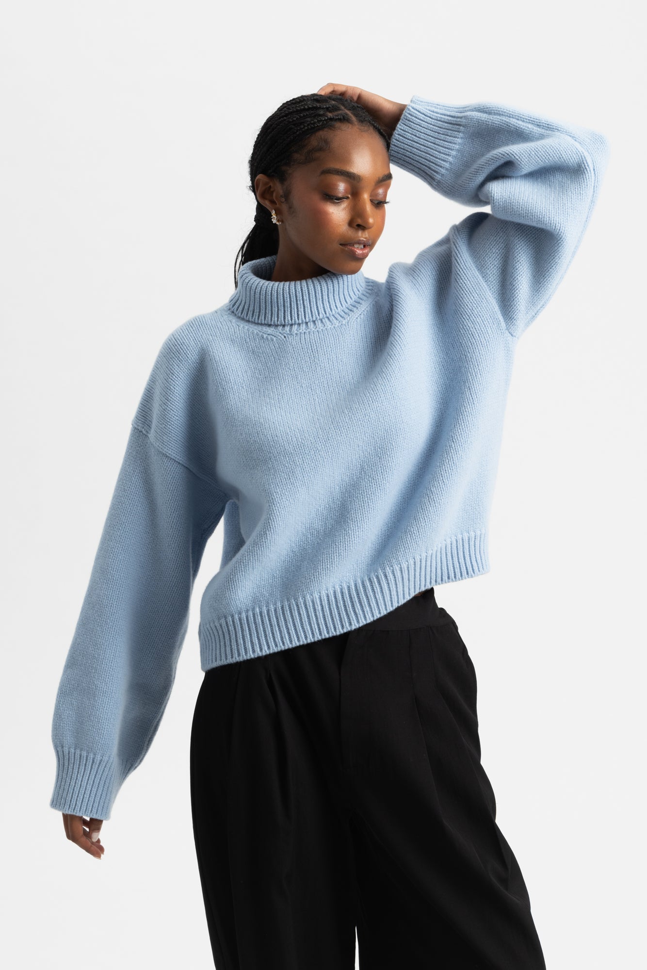 Caragh Chunky Crop High Neck - Pale Blue