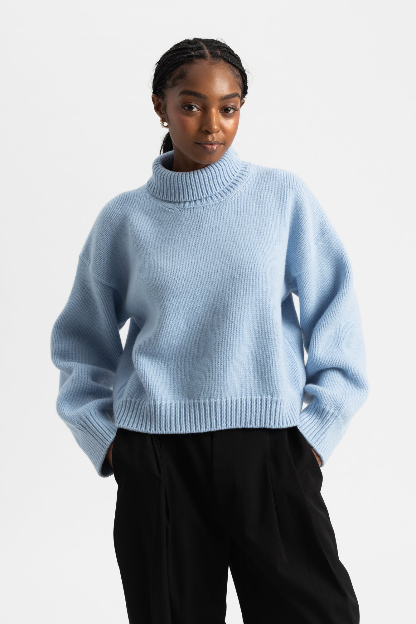 Caragh Chunky Crop High Neck - Pale Blue