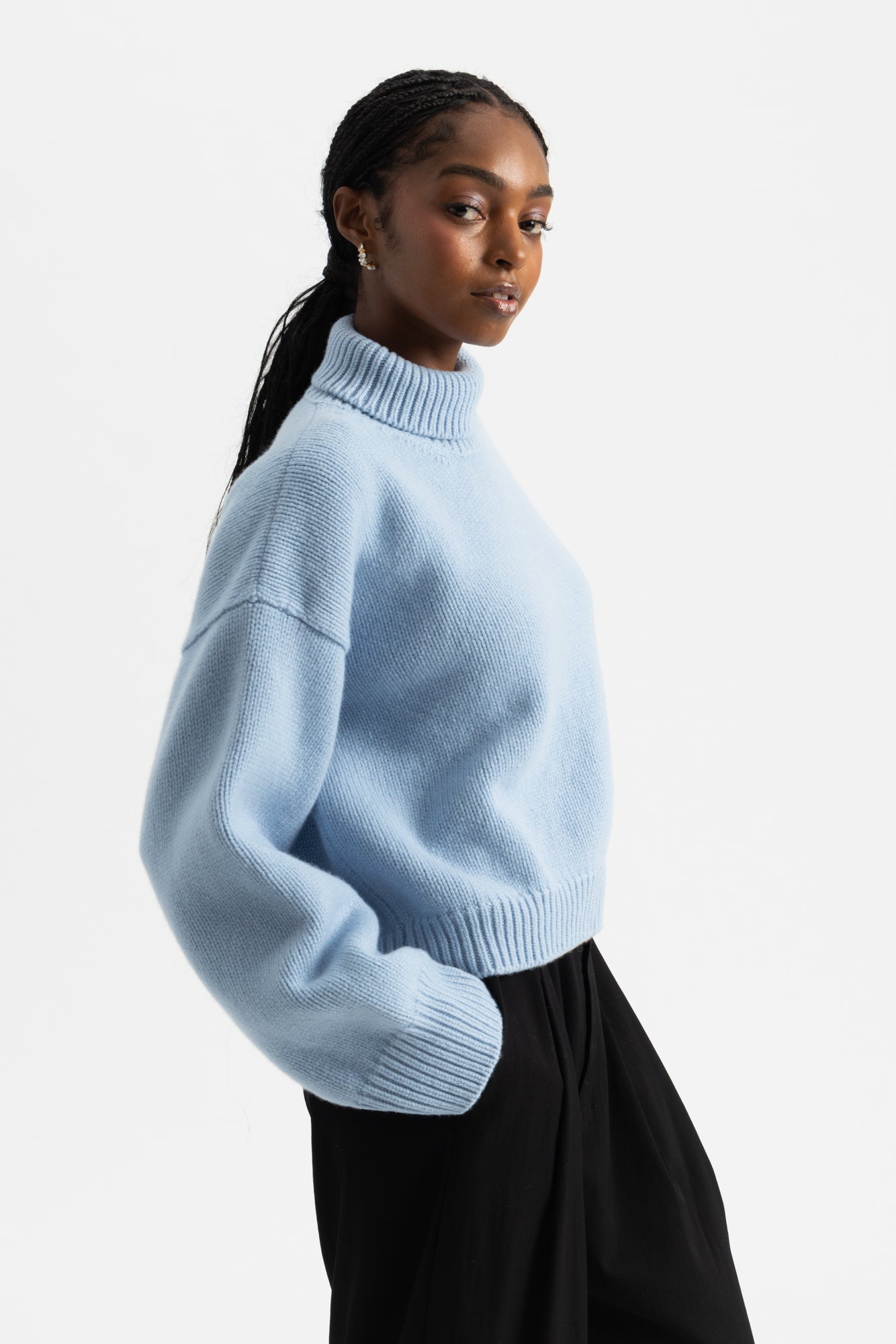 Caragh Chunky Crop High Neck - Pale Blue