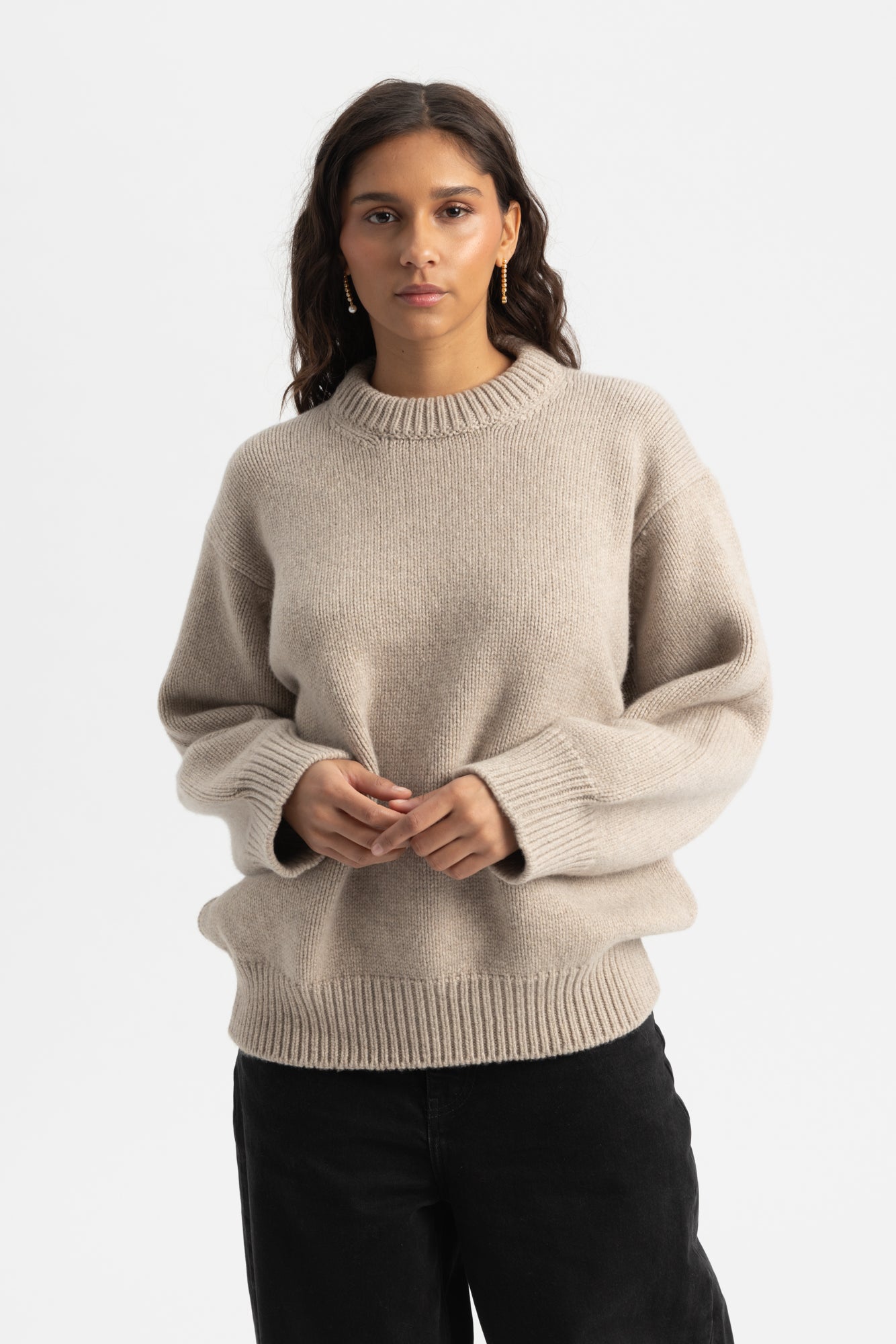 Caragh Chunky Slouch Crewneck - Beige