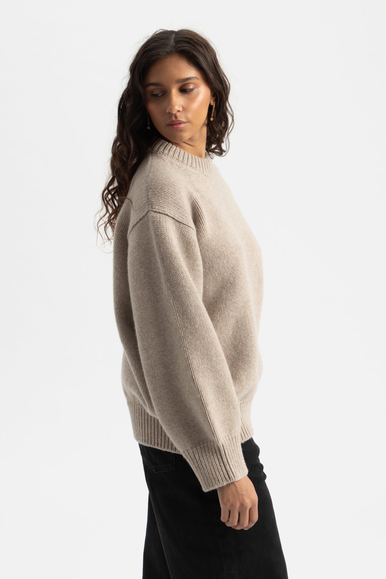 Caragh Chunky Slouch Crewneck - Beige